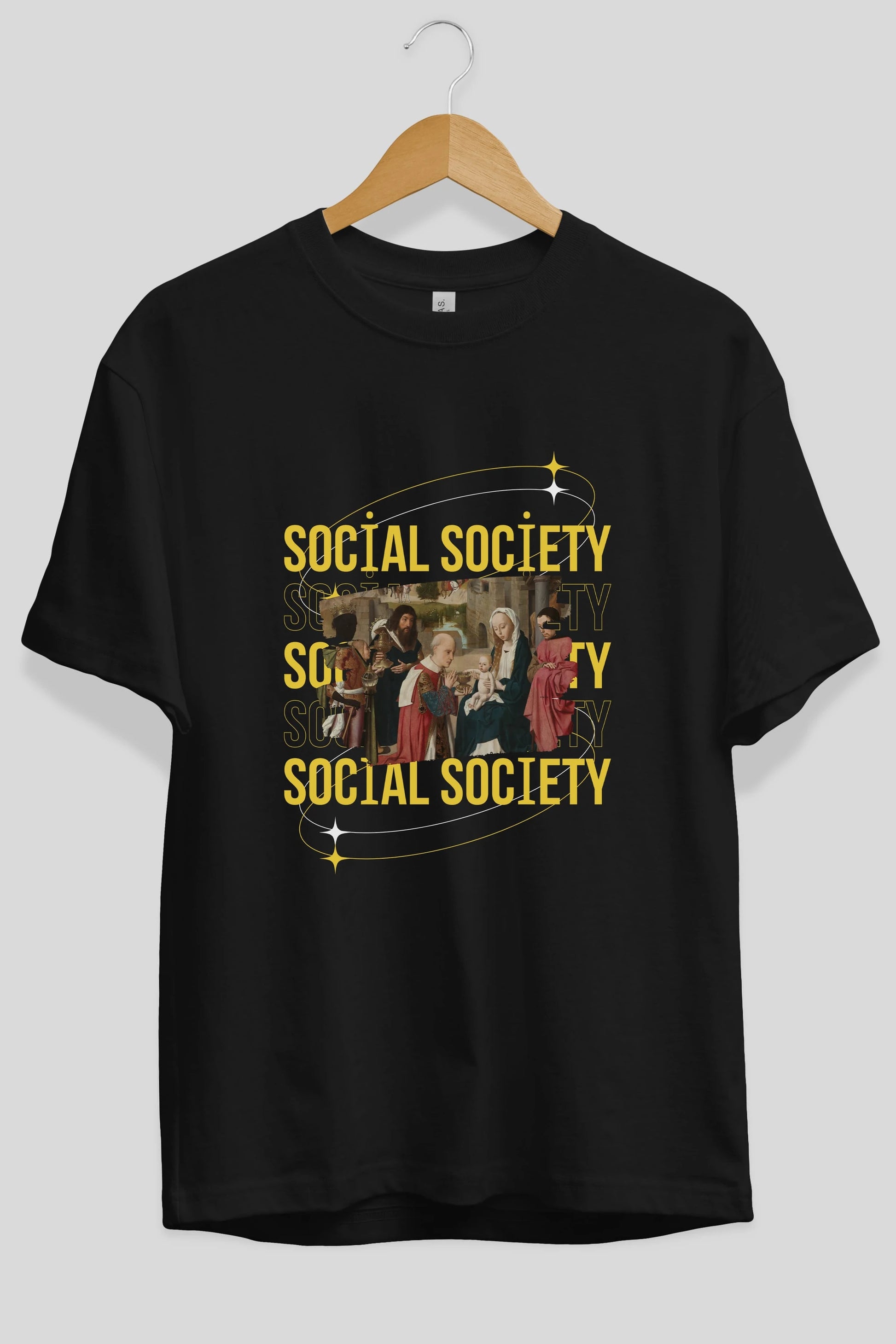 Social Society Yazılı Ön Baskılı Oversize t-shirt Erkek Kadın Unisex