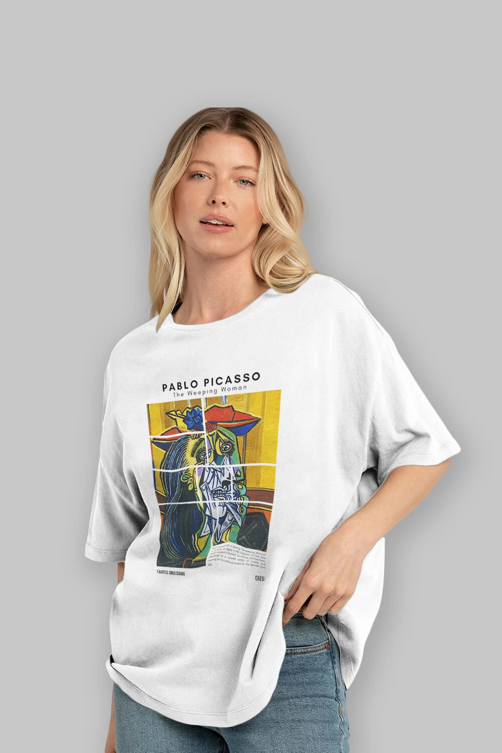 Pablo Picasso ön Baskılı Oversize t-shirt Erkek Kadın Bisiklet Yaka Pamuk tişort