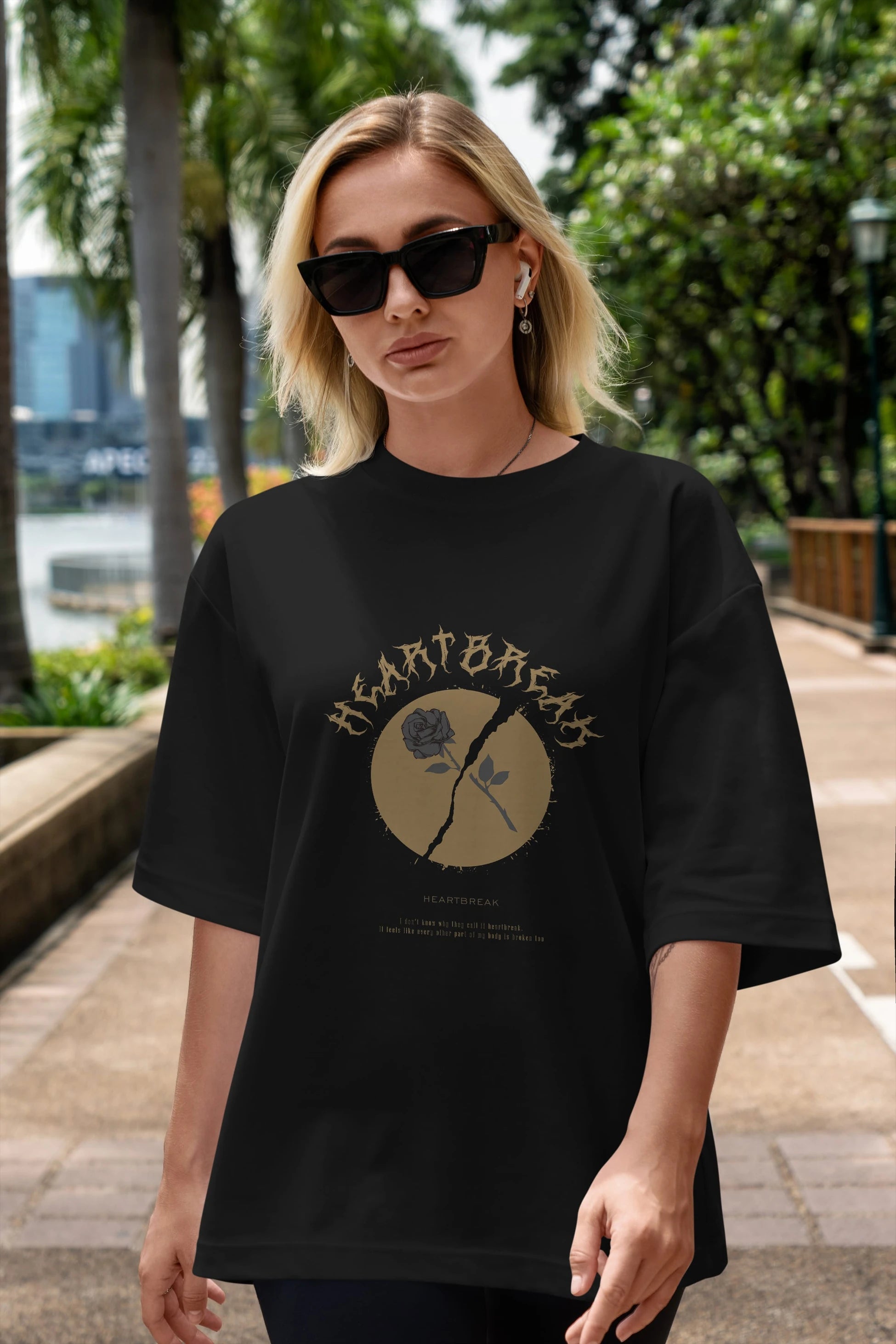 Heartbreak Ön Baskılı Oversize t-shirt Erkek Kadın Unisex