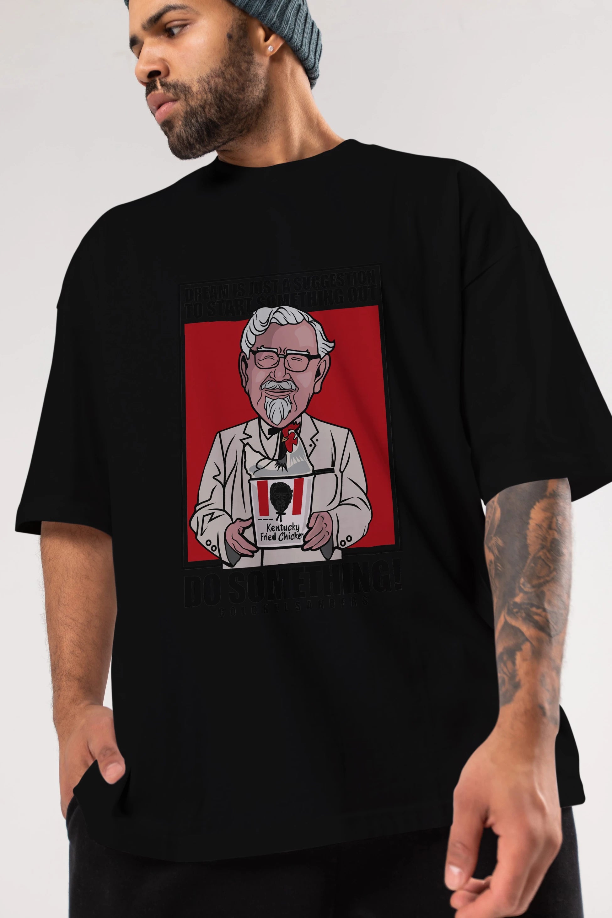 Colonel Sanders Ön Baskılı Oversize t-shirt Erkek Kadın Unisex %100 Pamuk tişort