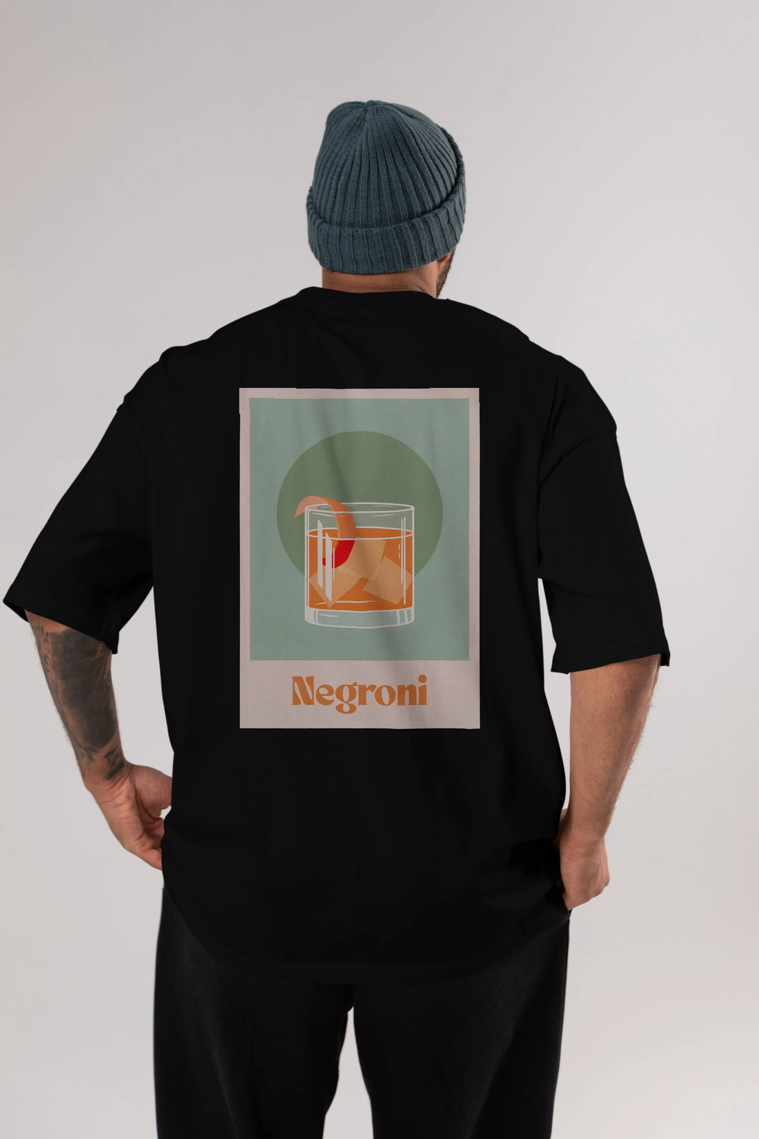 Negroni 5 Arka Baskılı Oversize t-shirt Erkek Kadın Unisex %100 Pamuk Bisiklet Yaka tişort
