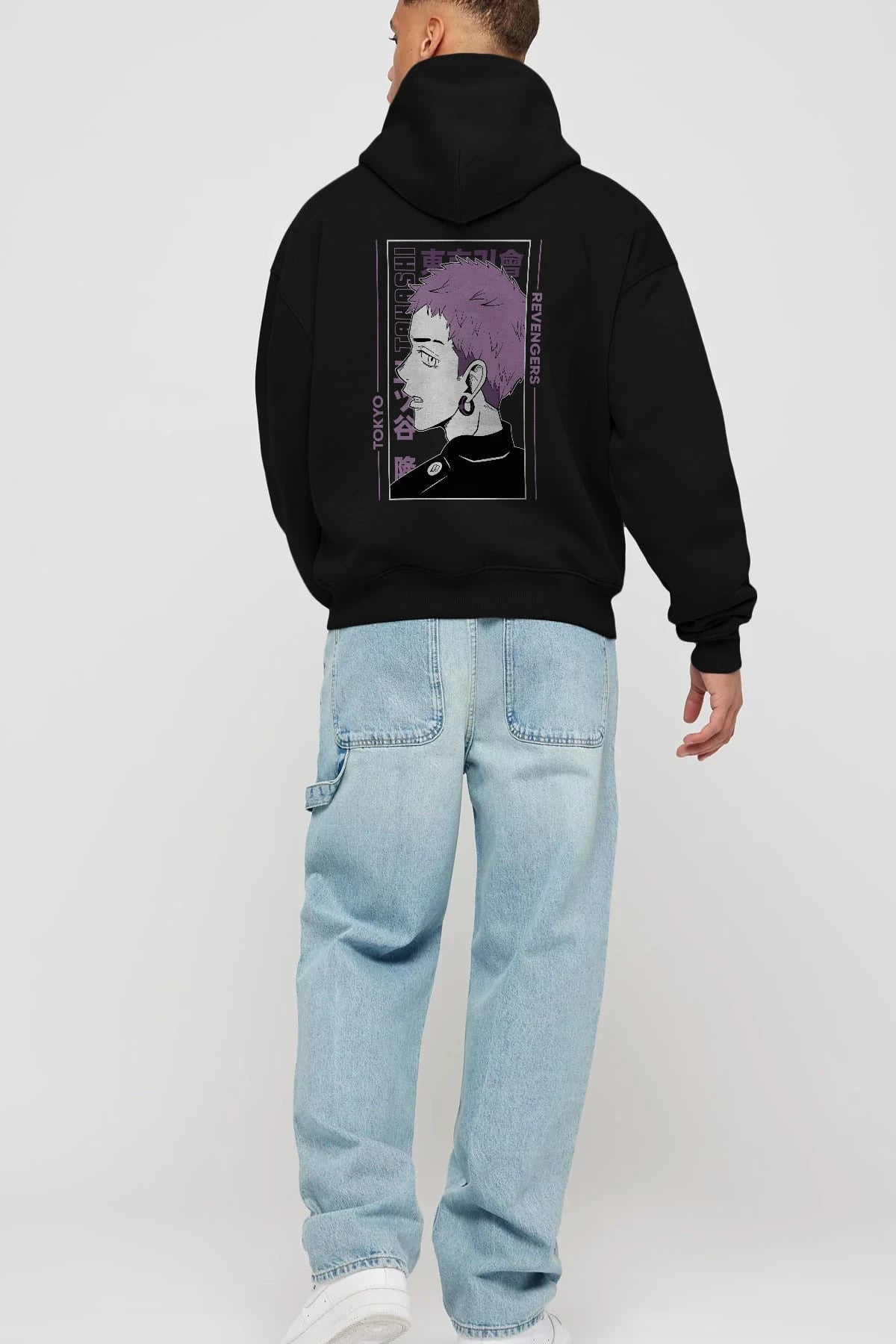 Takashi Mitsuya Anime Arka Baskılı Hoodie Oversize Kapüşonlu Sweatshirt Erkek Kadın Unisex