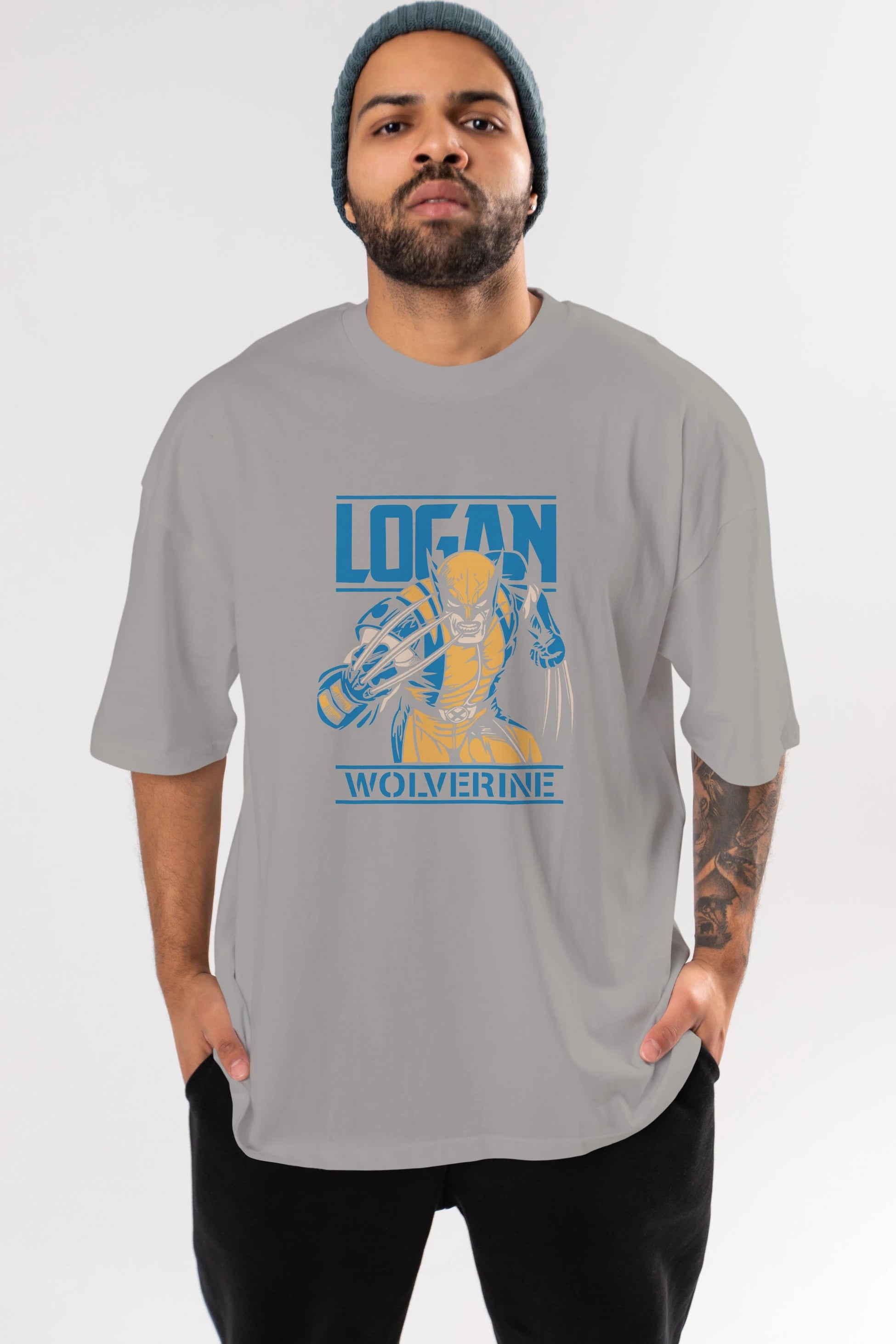 Wolverine Logan Ön Baskılı Oversize t-shirt Erkek Kadın Unisex %100 Pamuk Bisiklet Yaka tişort