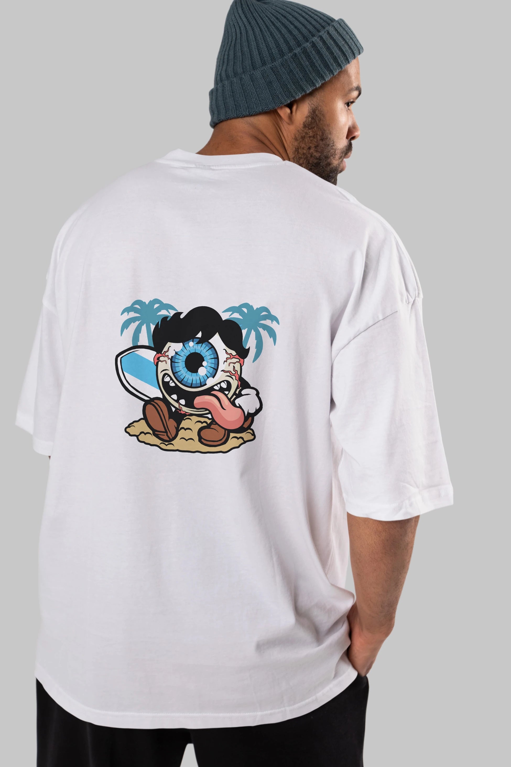 Eye Ball Surfer Arka Baskılı Oversize t-shirt Erkek Kadın Unisex %100 Pamuk tişort