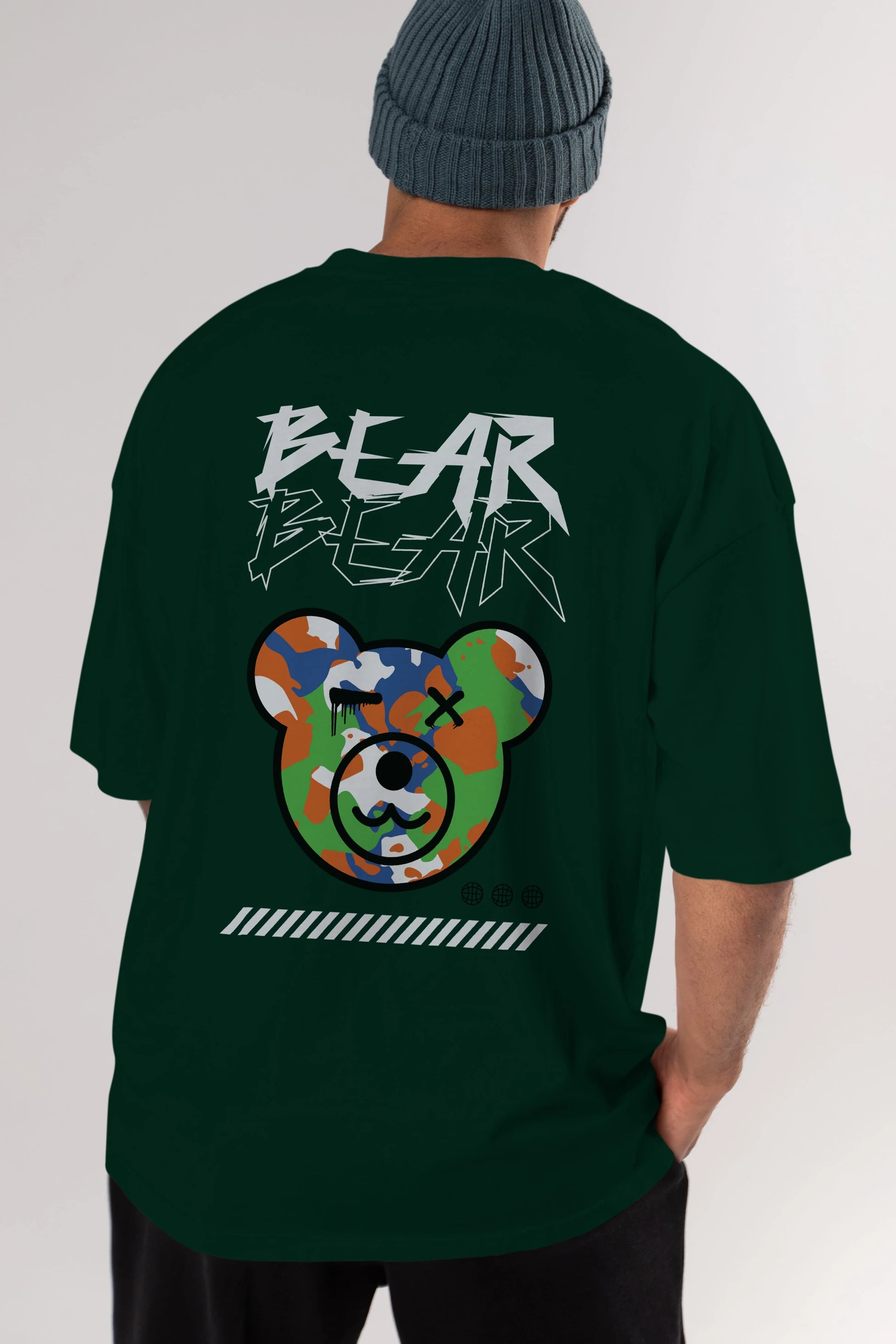 Bear Bear Arka Baskılı Oversize t-shirt Erkek Kadın Unisex