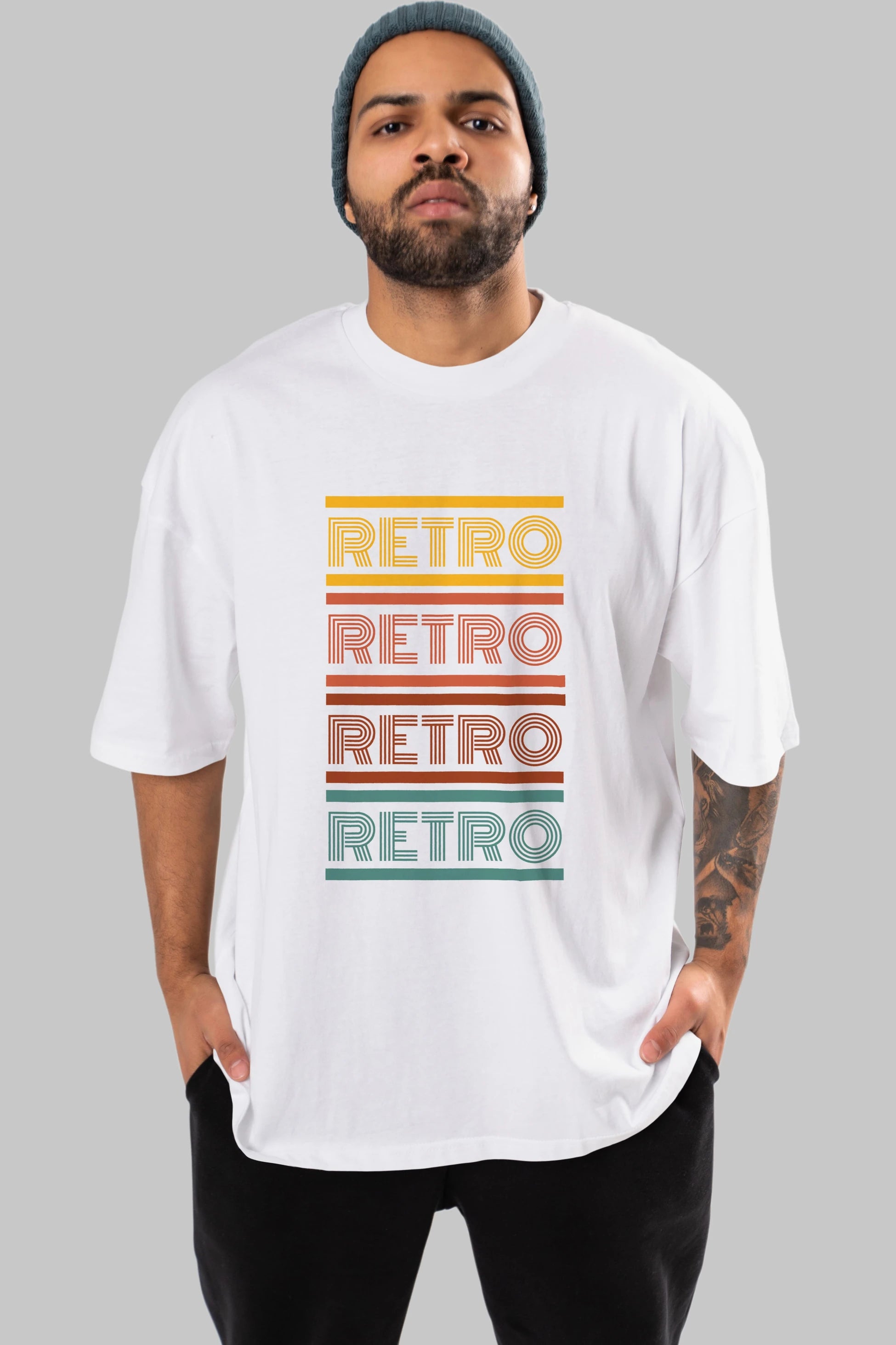 Retro Yazılı Ön Baskılı Oversize t-shirt Erkek Kadın Unisex