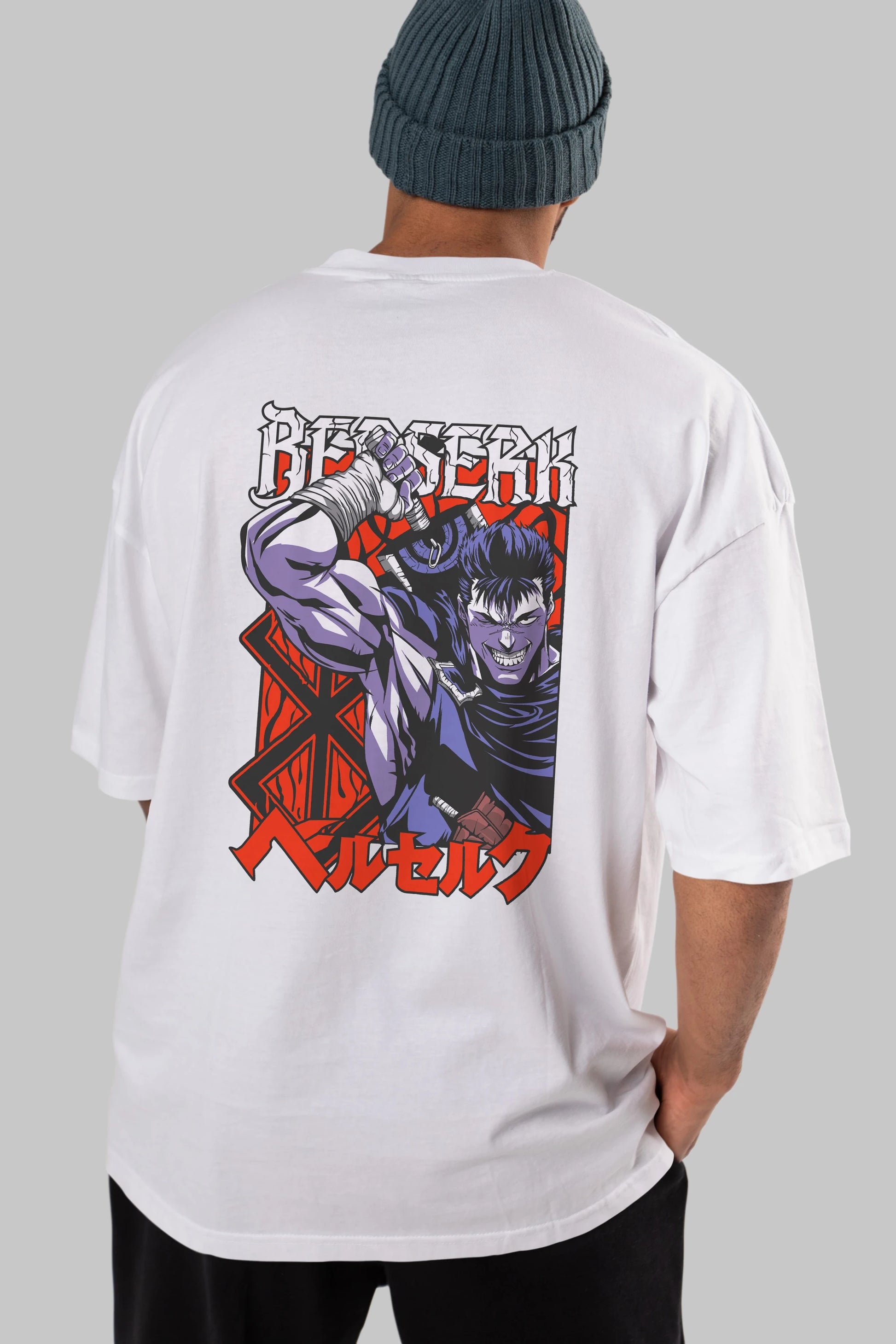 GUTS berserk Anime Arka Baskılı Oversize t-shirt Erkek Kadın Unisex