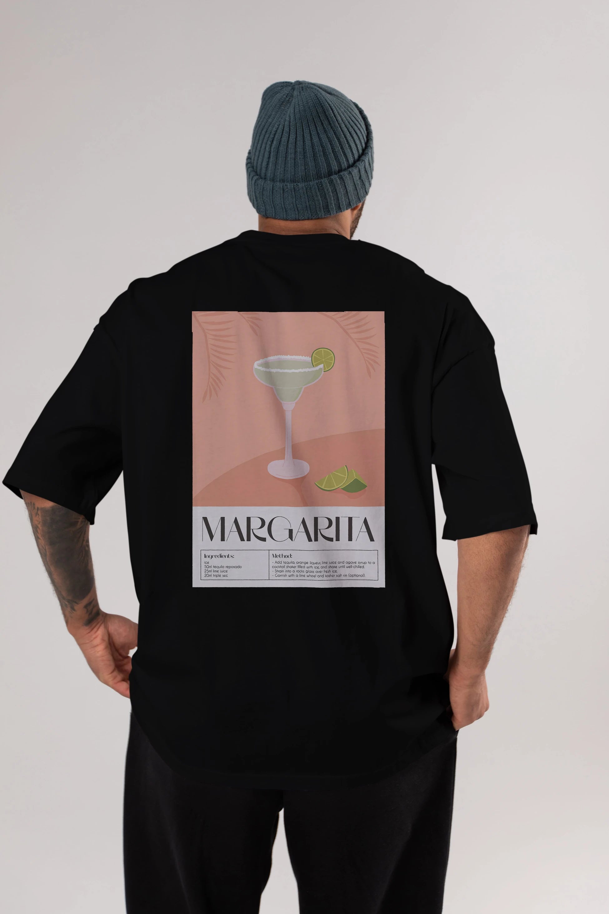 Margarita 5 Arka Baskılı Oversize t-shirt Erkek Kadın Unisex %100 Pamuk Bisiklet Yaka tişort