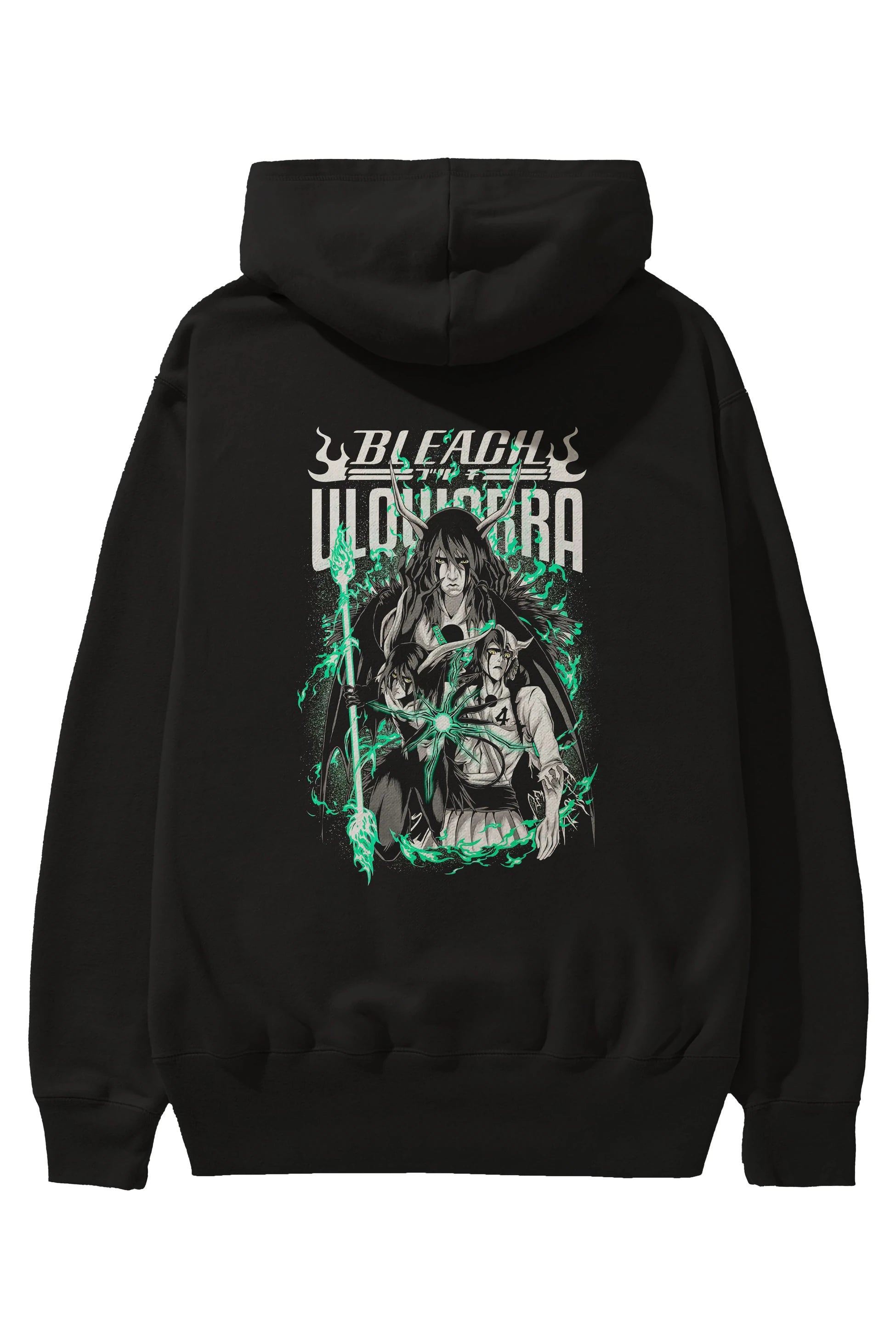 BLEACH(ULQUIARRA) Anime Arka Baskılı Hoodie Oversize Kapüşonlu Sweatshirt Erkek Kadın Unisex