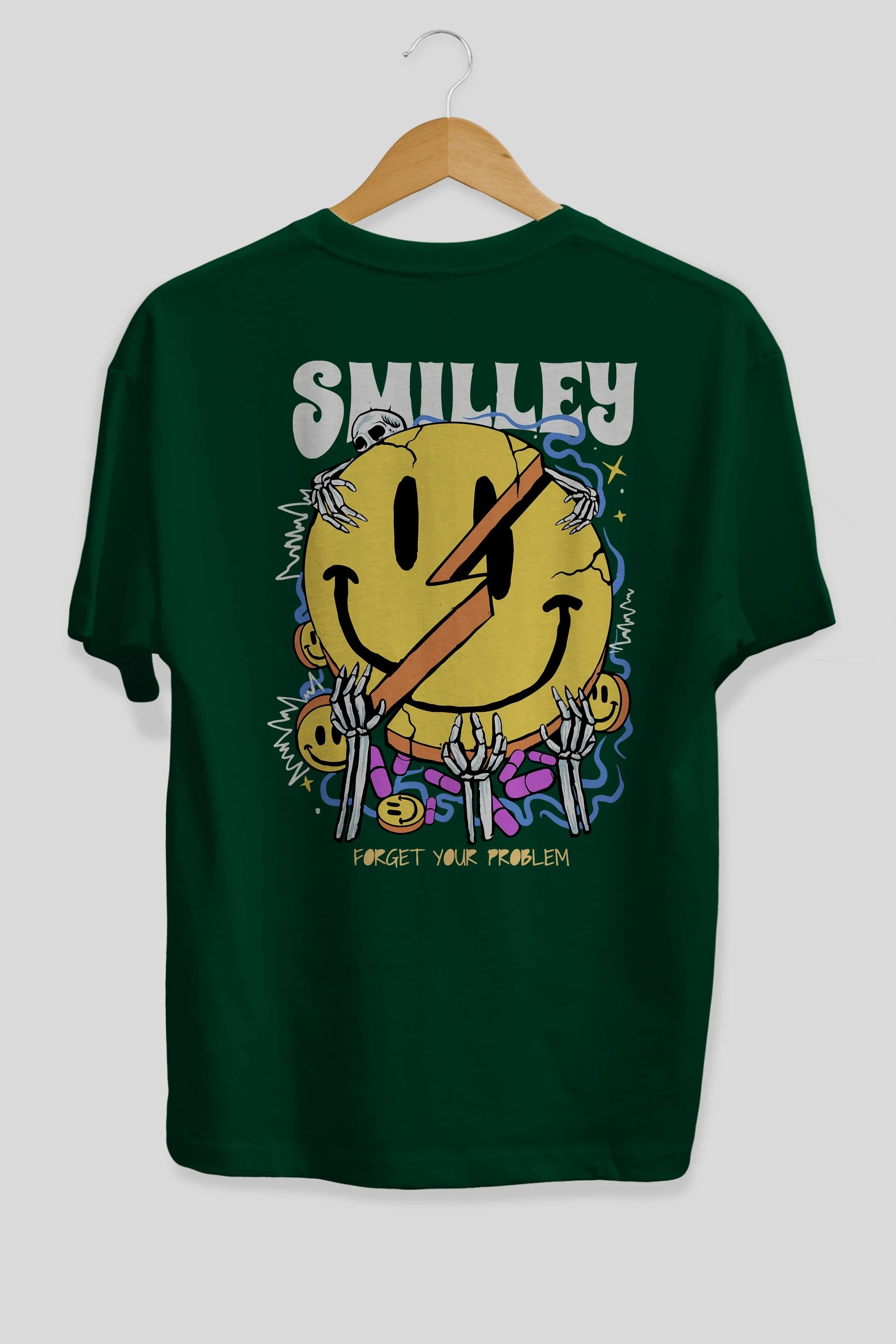 Smilley Streetwear Arka Baskılı Oversize t-shirt Erkek Kadın Unisex