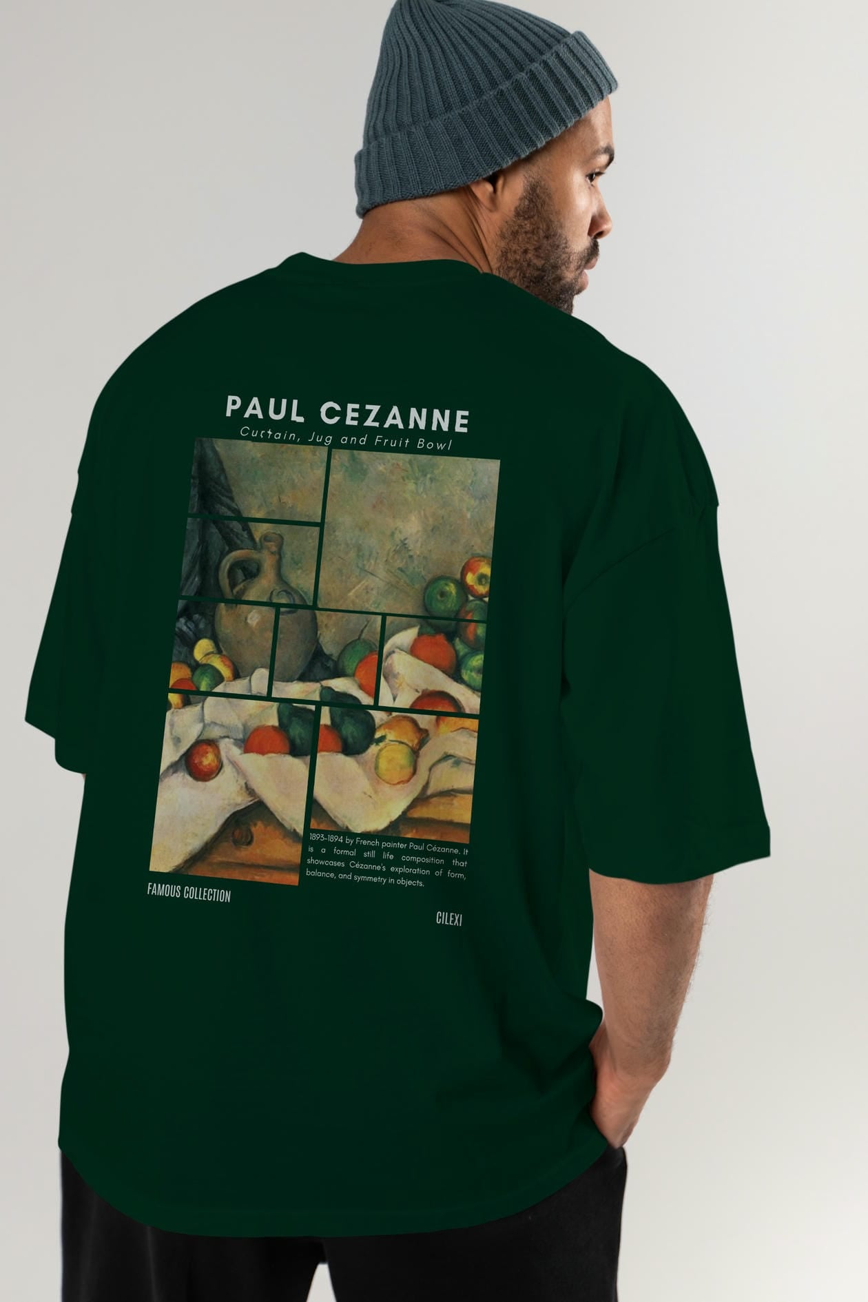 Paul Cezanne Curtain Arka Baskılı Oversize t-shirt Erkek Kadın Bisiklet Yaka Pamuk tişort
