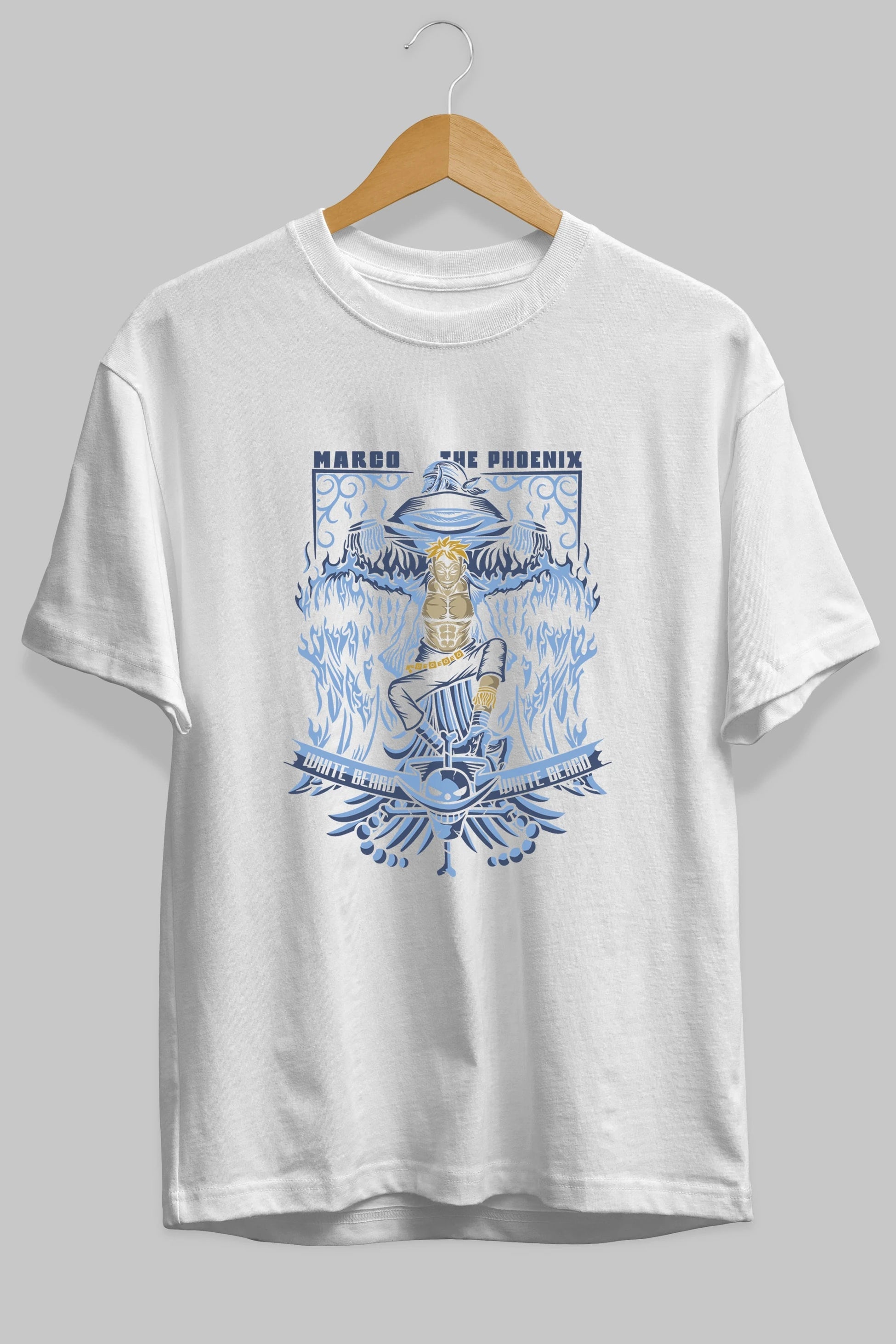 MARCO EL FENIX One Piece Anime Ön Baskılı Oversize t-shirt %100 pamuk Erkek Kadın Unisex