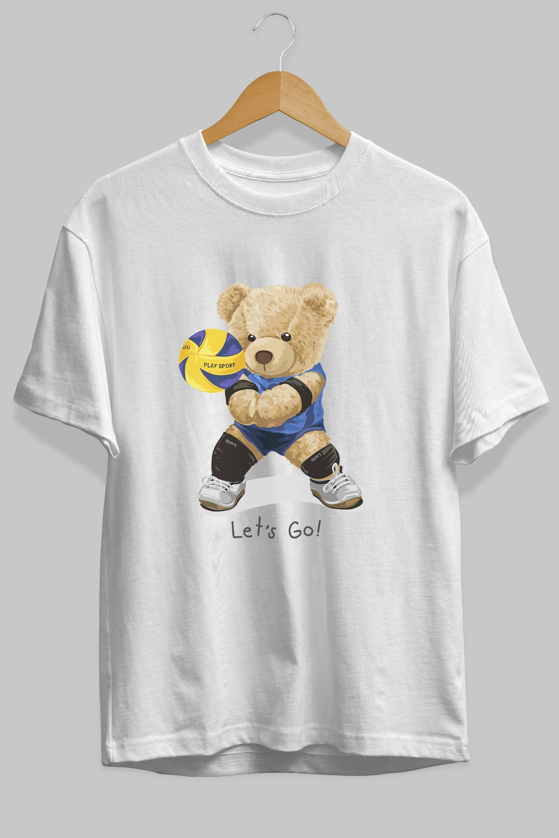 Teddy Bear Lets Go Ön Baskılı Oversize t-shirt Erkek Kadın Unisex %100 Pamuk