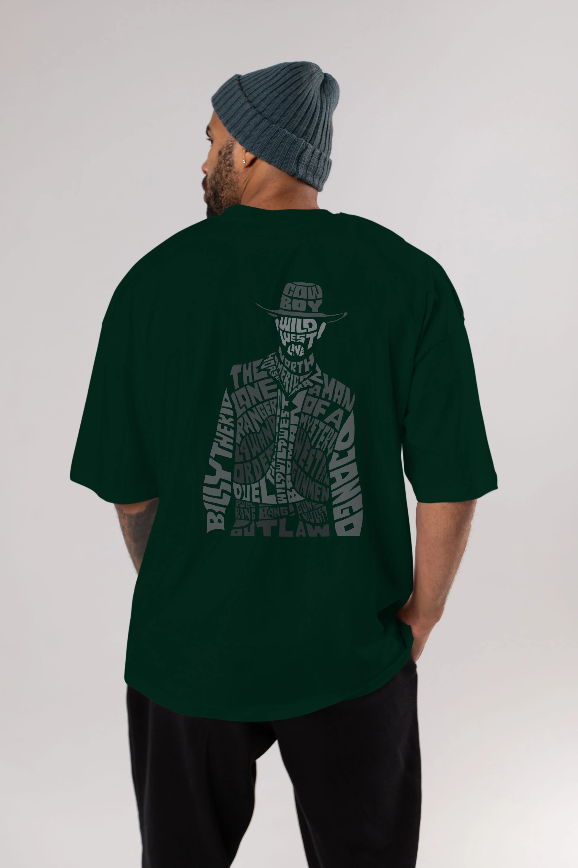 Cowboy Arka Baskılı Oversize t-shirt %100 pamuk Erkek Kadın Unisex