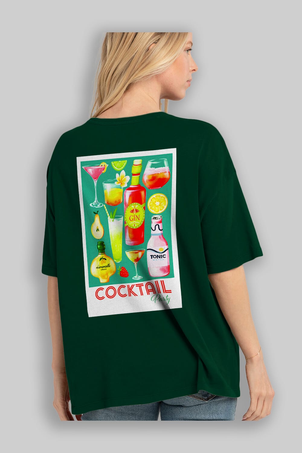 Cocktail Party 2 Arka Baskılı Oversize t-shirt Erkek Kadın Unisex %100 Pamuk Bisiklet Yaka tişort