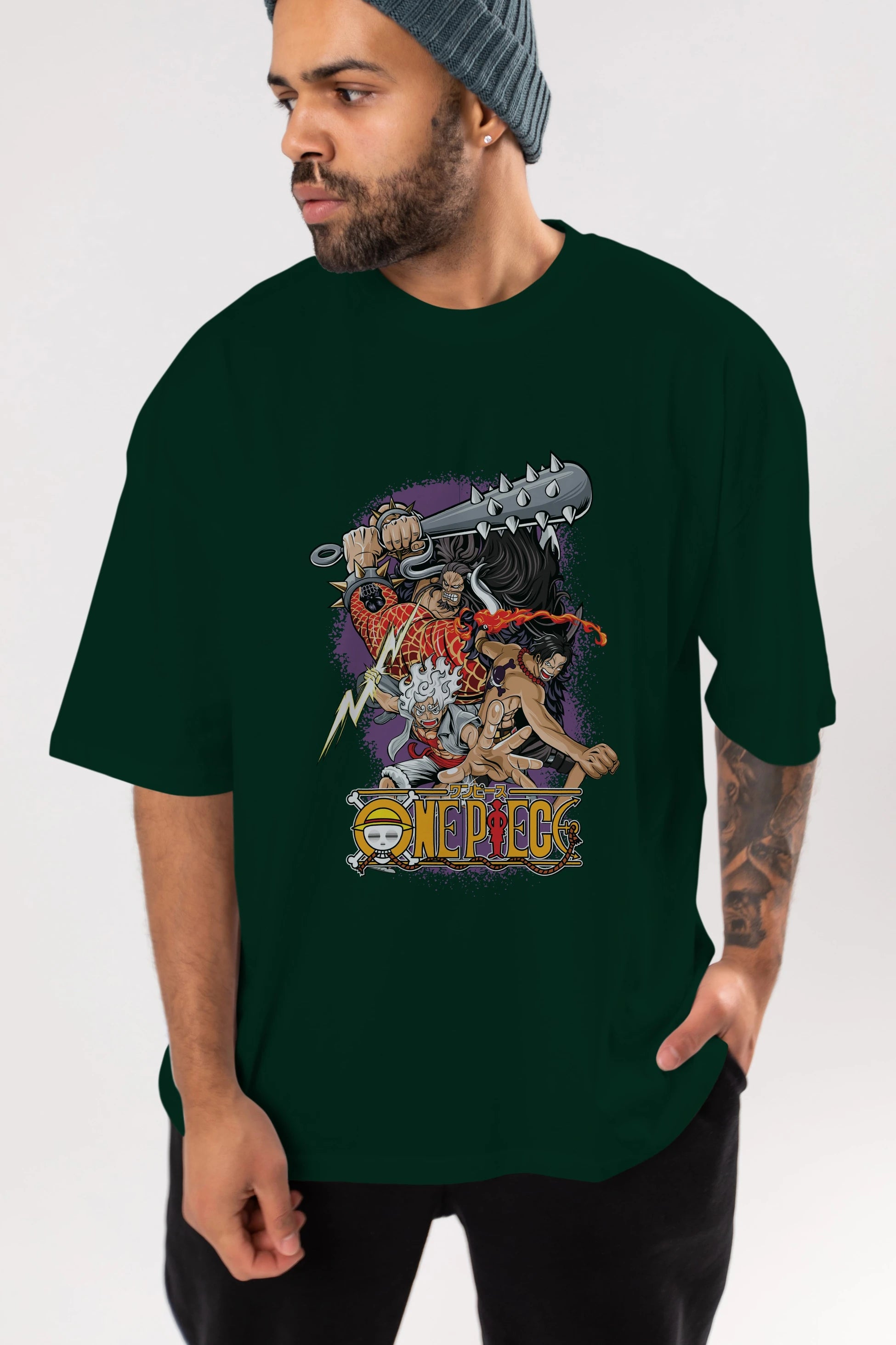 ONE PIECE (6) Anime Ön Baskılı Oversize t-shirt %100 pamuk Erkek Kadın Unisex