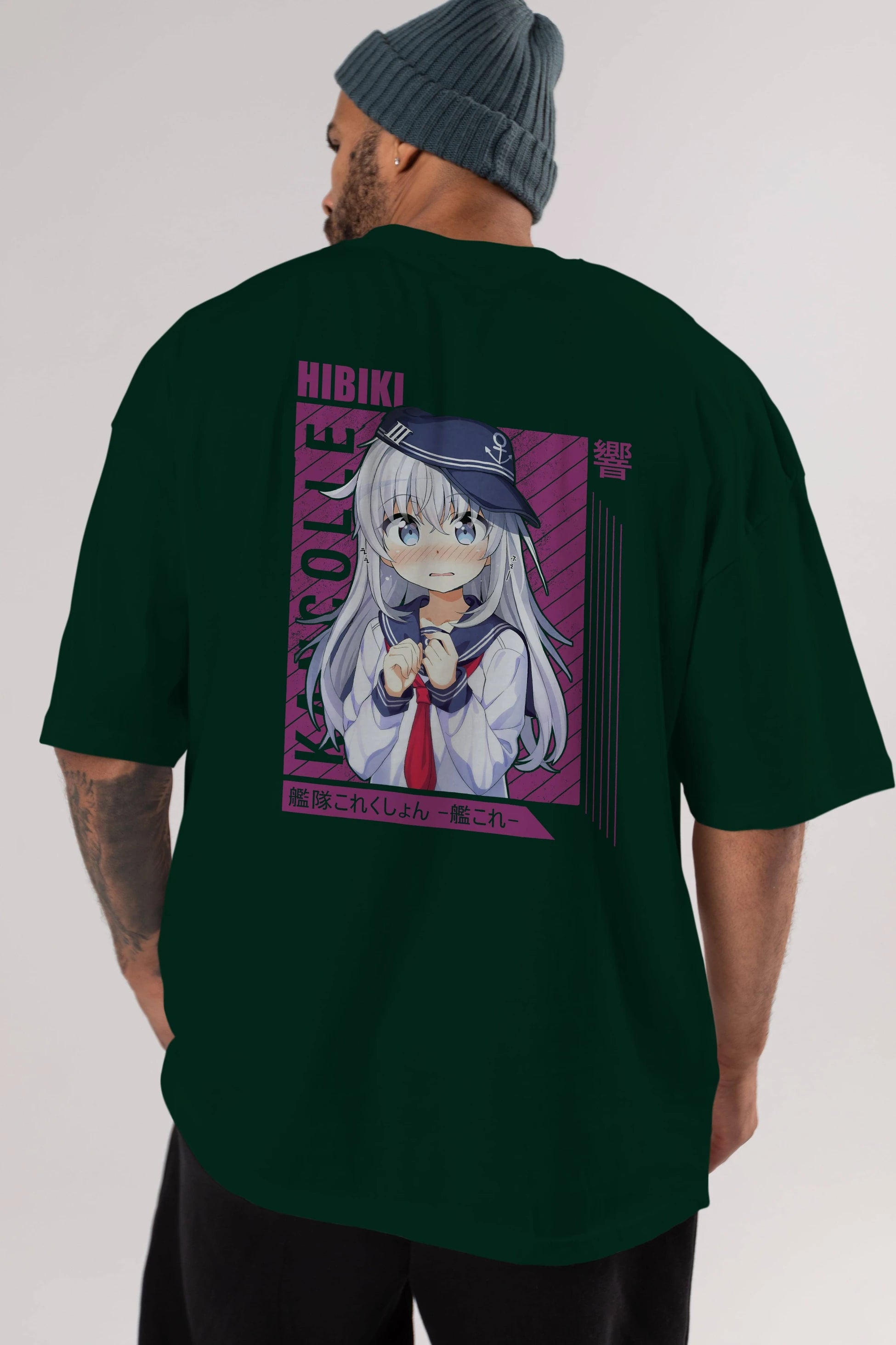 Hibiki 4 Anime Arka Baskılı Oversize t-shirt Erkek Kadın Unisex