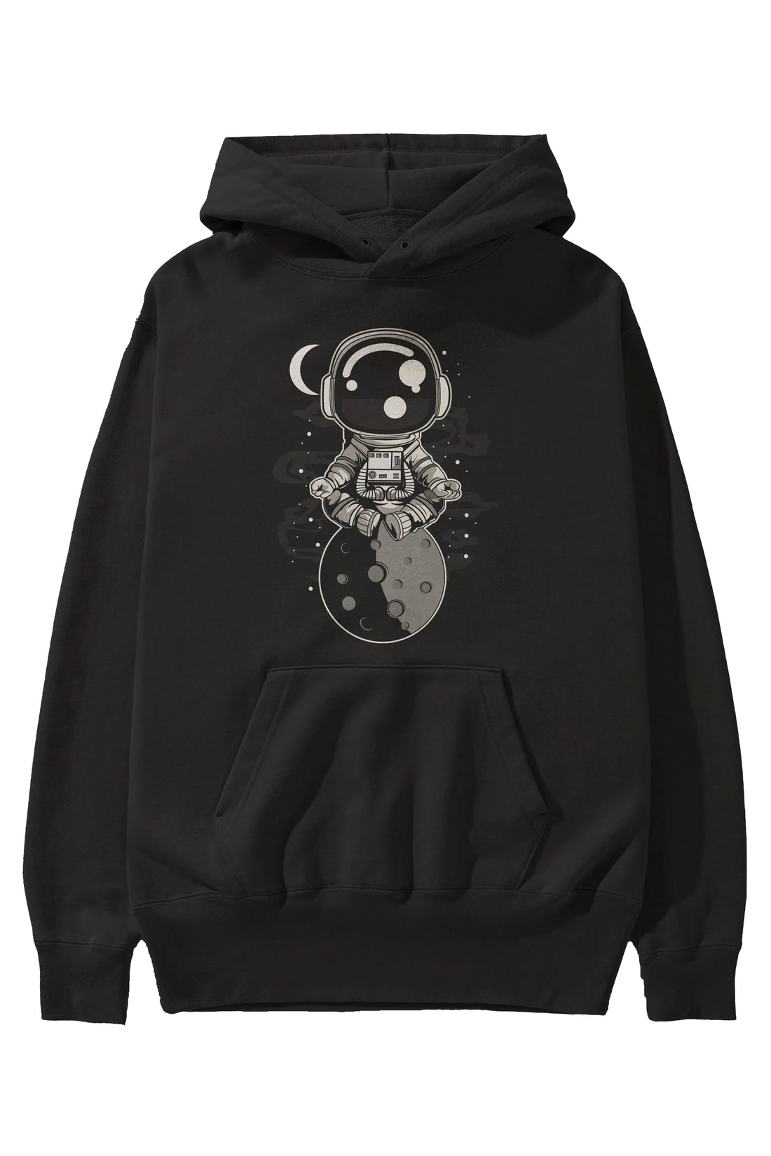 Astronaut Yoga Ön Baskılı Hoodie Oversize Kapüşonlu Sweatshirt Erkek Kadın Unisex