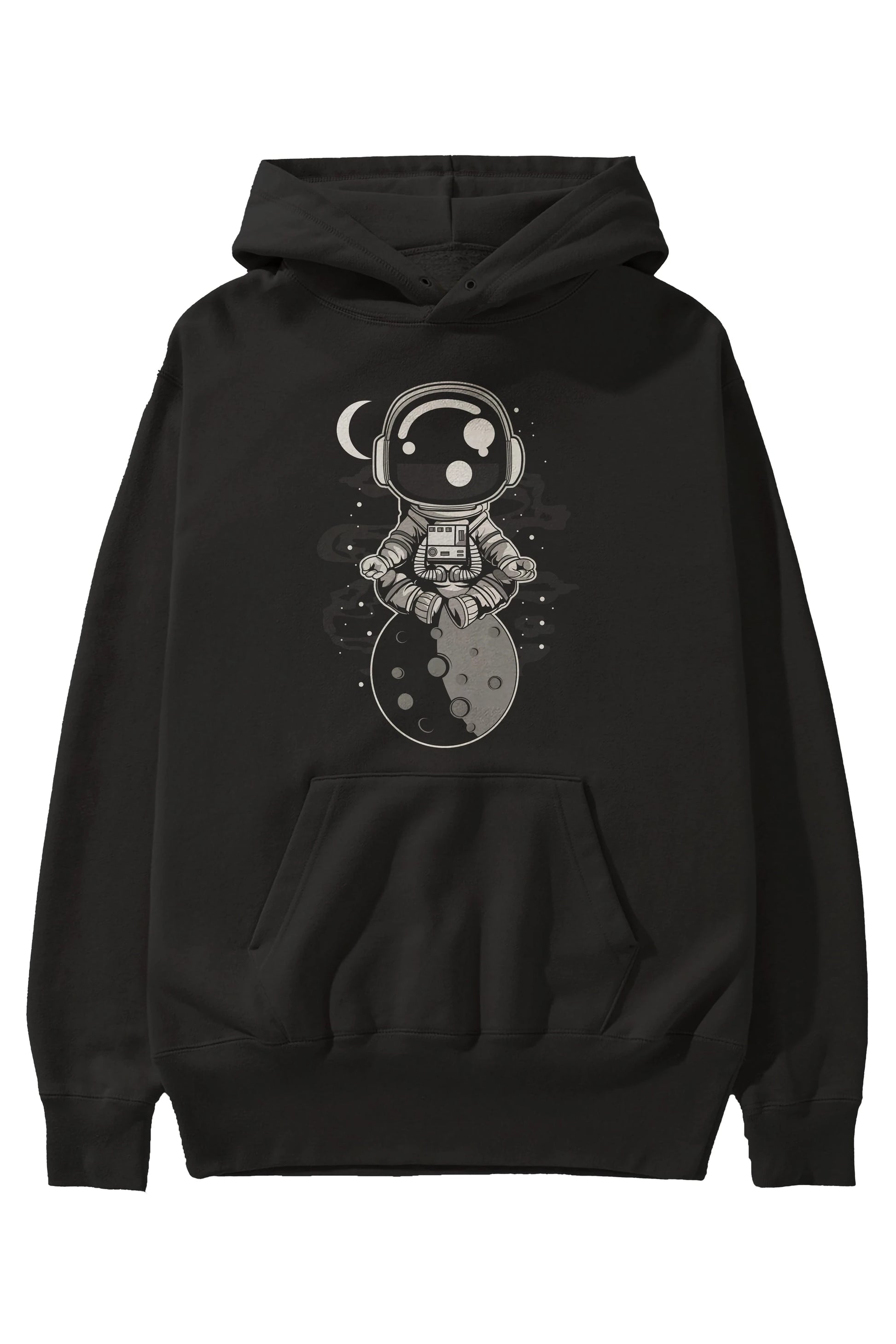 Astronaut Yoga Ön Baskılı Hoodie Oversize Kapüşonlu Sweatshirt Erkek Kadın Unisex