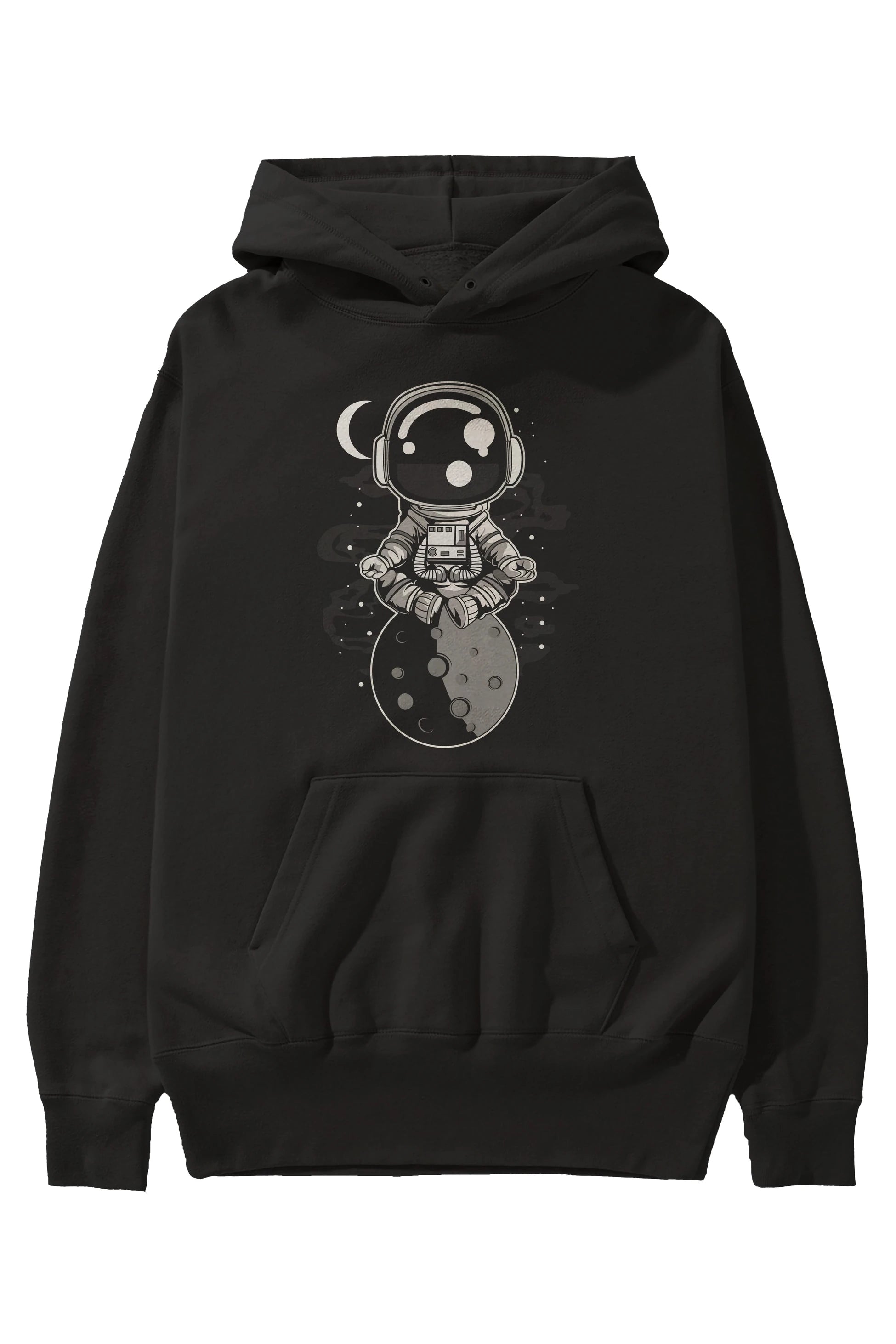 Astronaut Yoga Ön Baskılı Hoodie Oversize Kapüşonlu Sweatshirt Erkek Kadın Unisex
