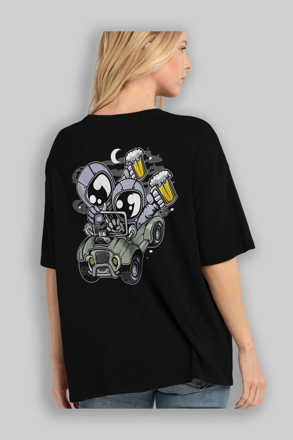 Astronaut Offroad Arka Baskılı Oversize t-shirt Erkek Kadın Unisex