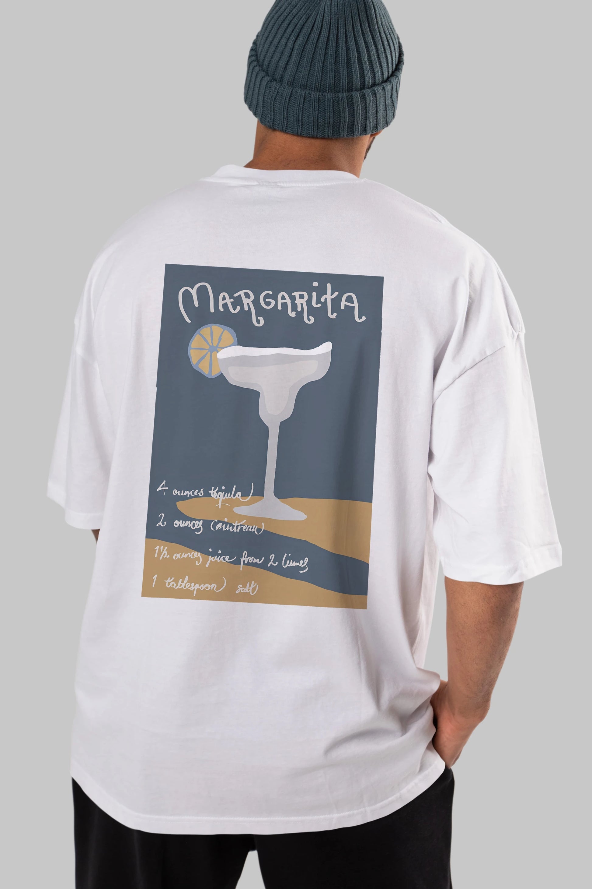 Margarita 2 Arka Baskılı Oversize t-shirt Erkek Kadın Unisex %100 Pamuk Bisiklet Yaka tişort