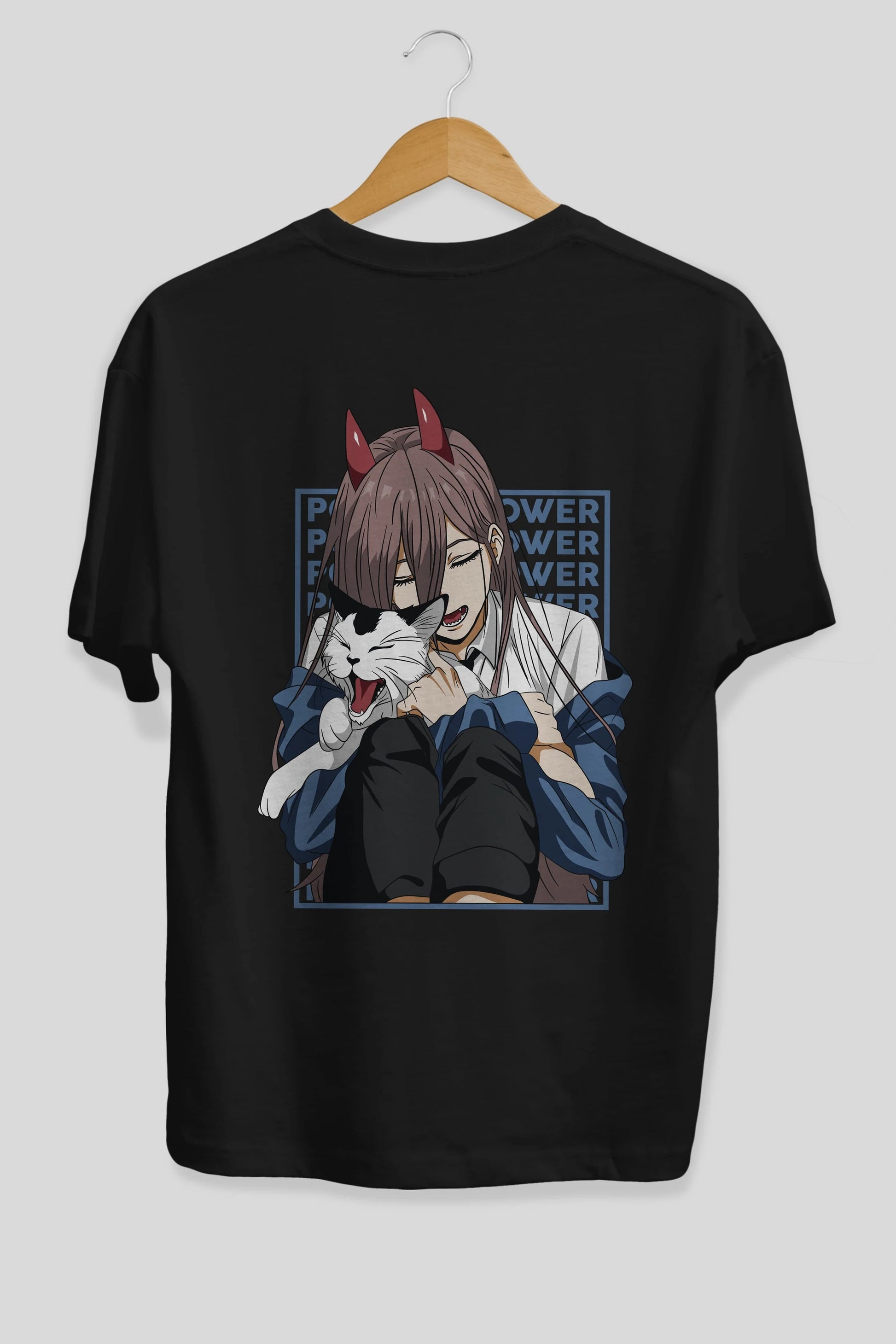 POWER CHAINSAWMAN Anime Arka Baskılı Oversize t-shirt Erkek Kadın Unisex