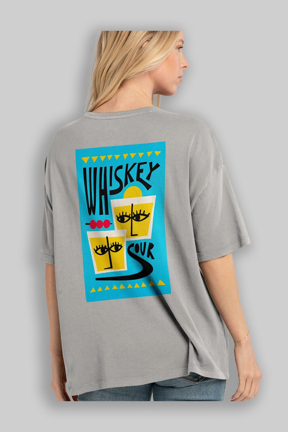 Whiskey Sour 2 Arka Baskılı Oversize t-shirt Erkek Kadın Unisex %100 Pamuk Bisiklet Yaka tişort