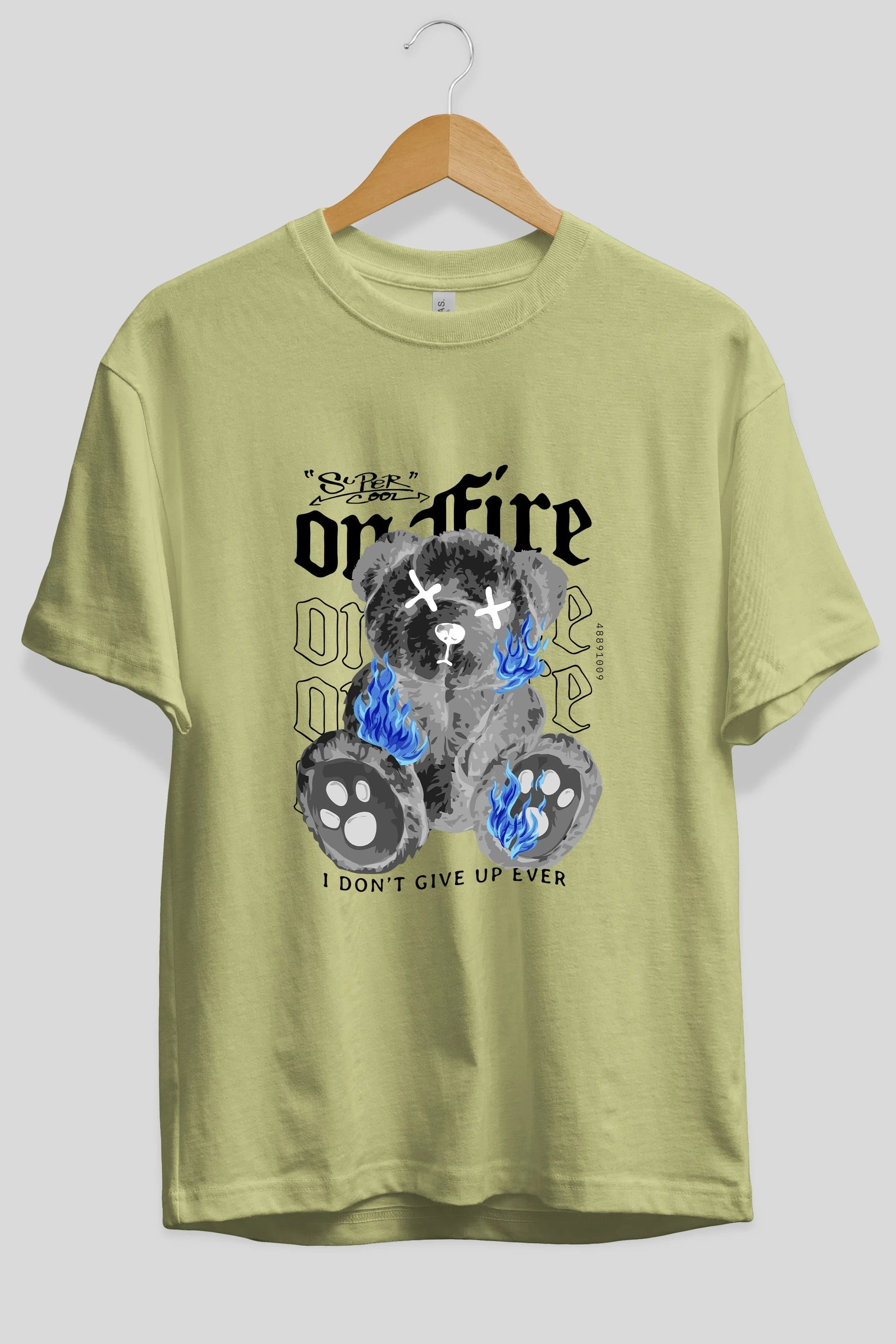 Teddy Bear On Fire Ön Baskılı Oversize t-shirt Erkek Kadın Unisex