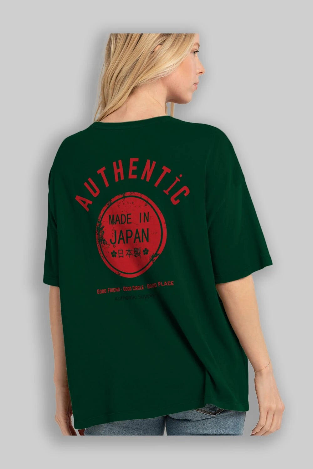 Authentic Japan Style Arka Baskılı Oversize t-shirt Erkek Kadın Unisex