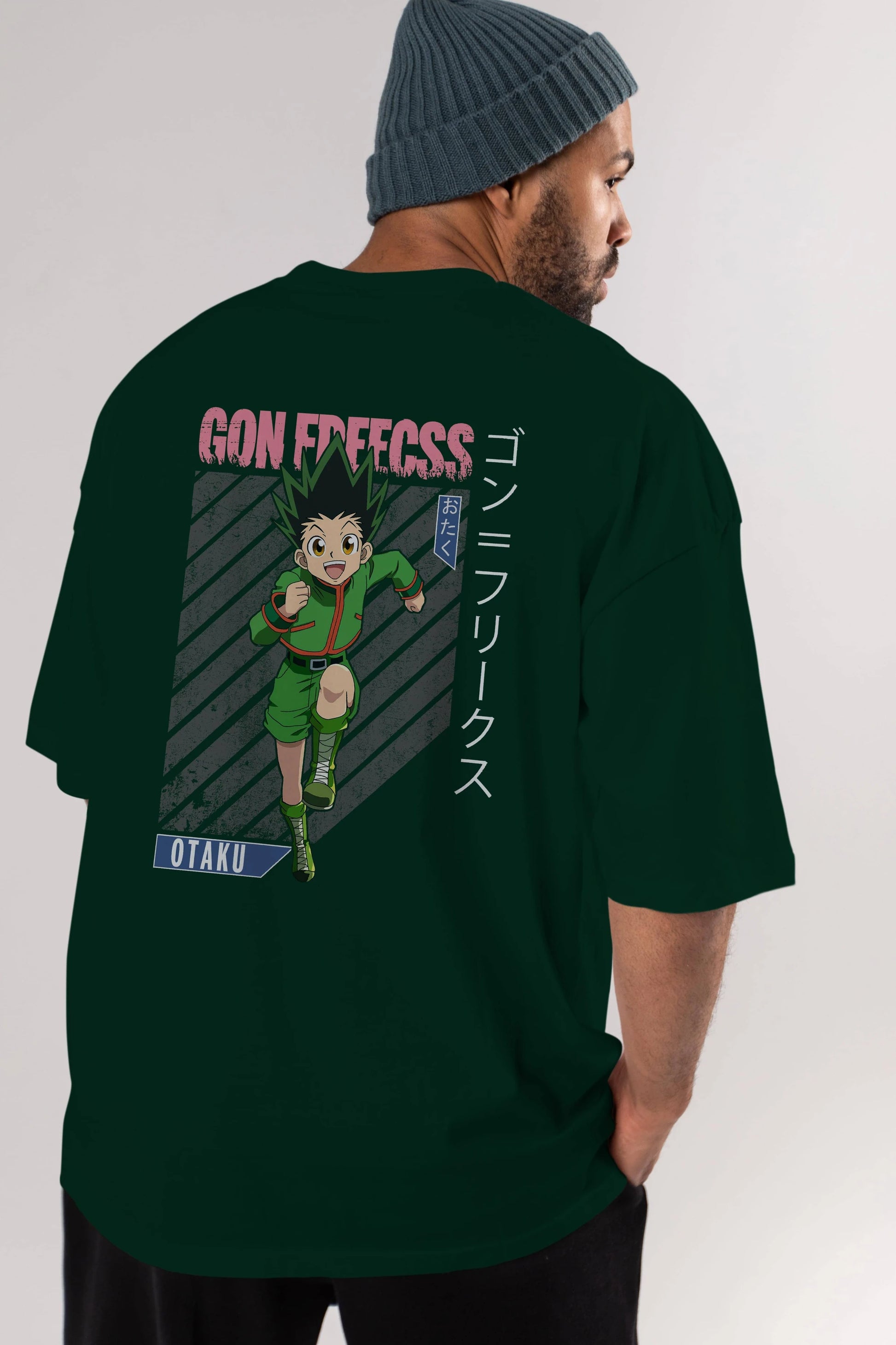 Gon Freecss HUNTER X HUNTER Anime Arka Baskılı Oversize t-shirt Erkek Kadın Unisex