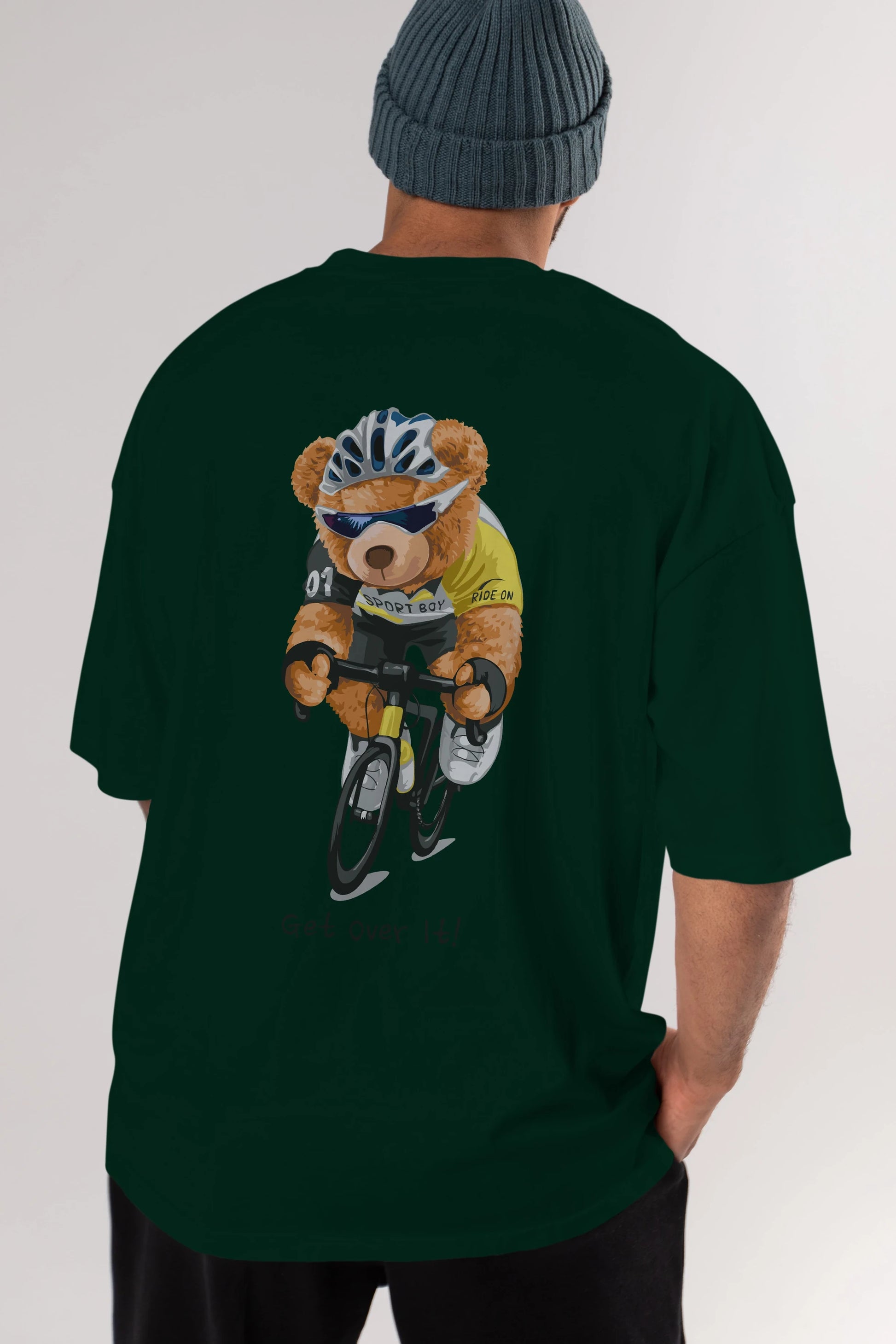 Teddy Bear Sport Boy Arka Baskılı Oversize t-shirt Erkek Kadın Unisex %100 Pamuk