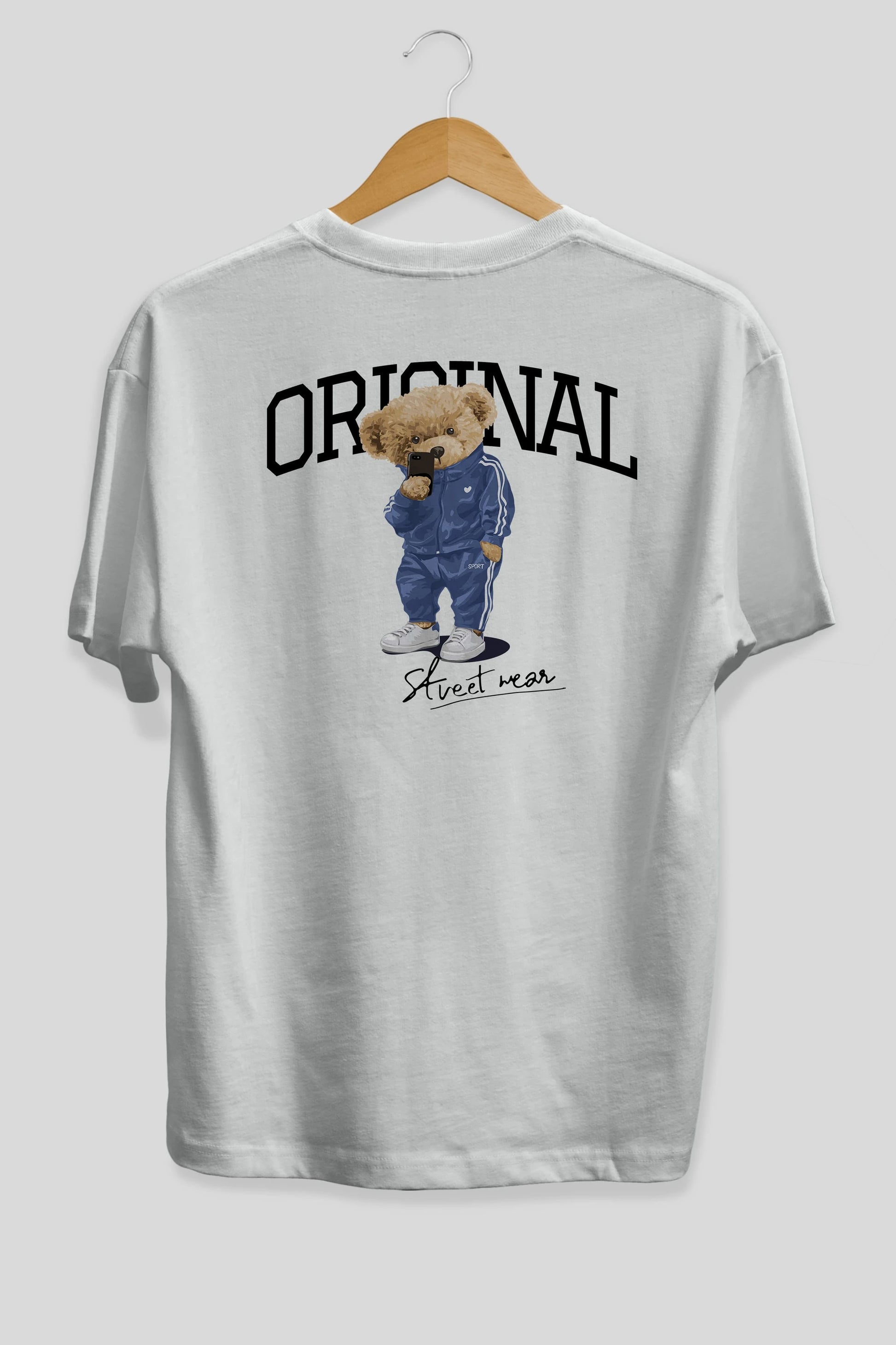 Teddy Bear Original Arka Baskılı Oversize t-shirt Erkek Kadın Unisex %100 Pamuk