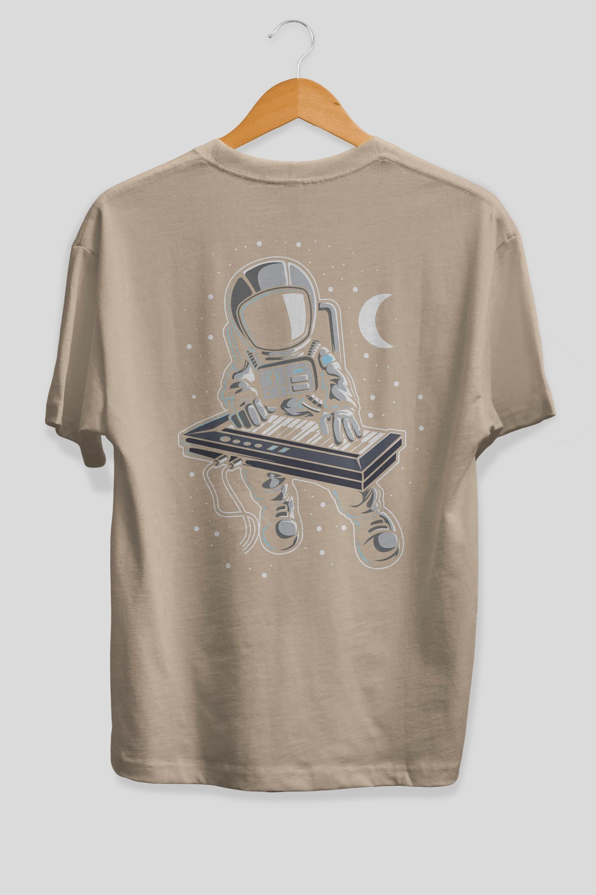Astronaut Keyboard (2) Arka Baskılı Oversize t-shirt Erkek Kadın Unisex
