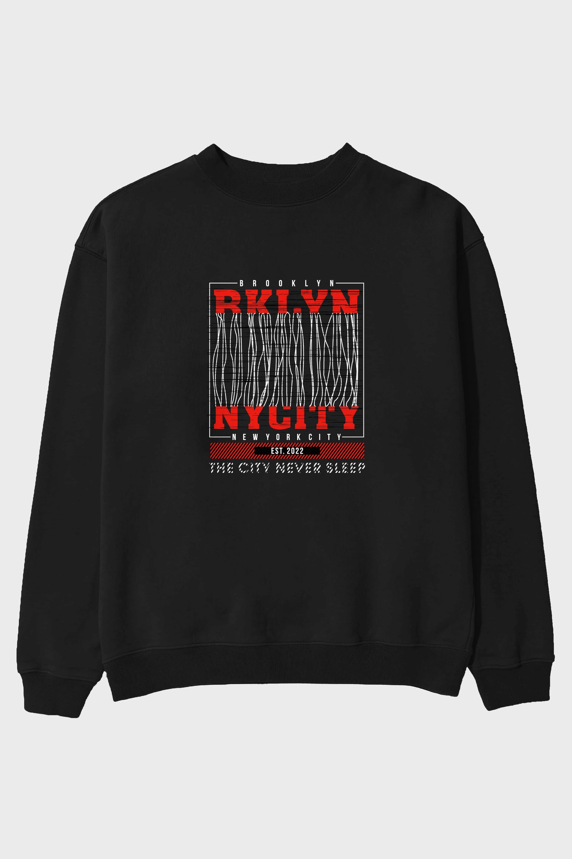 Brooklyn New York City Ön Baskılı Oversize Sweatshirt Erkek Kadın Unisex