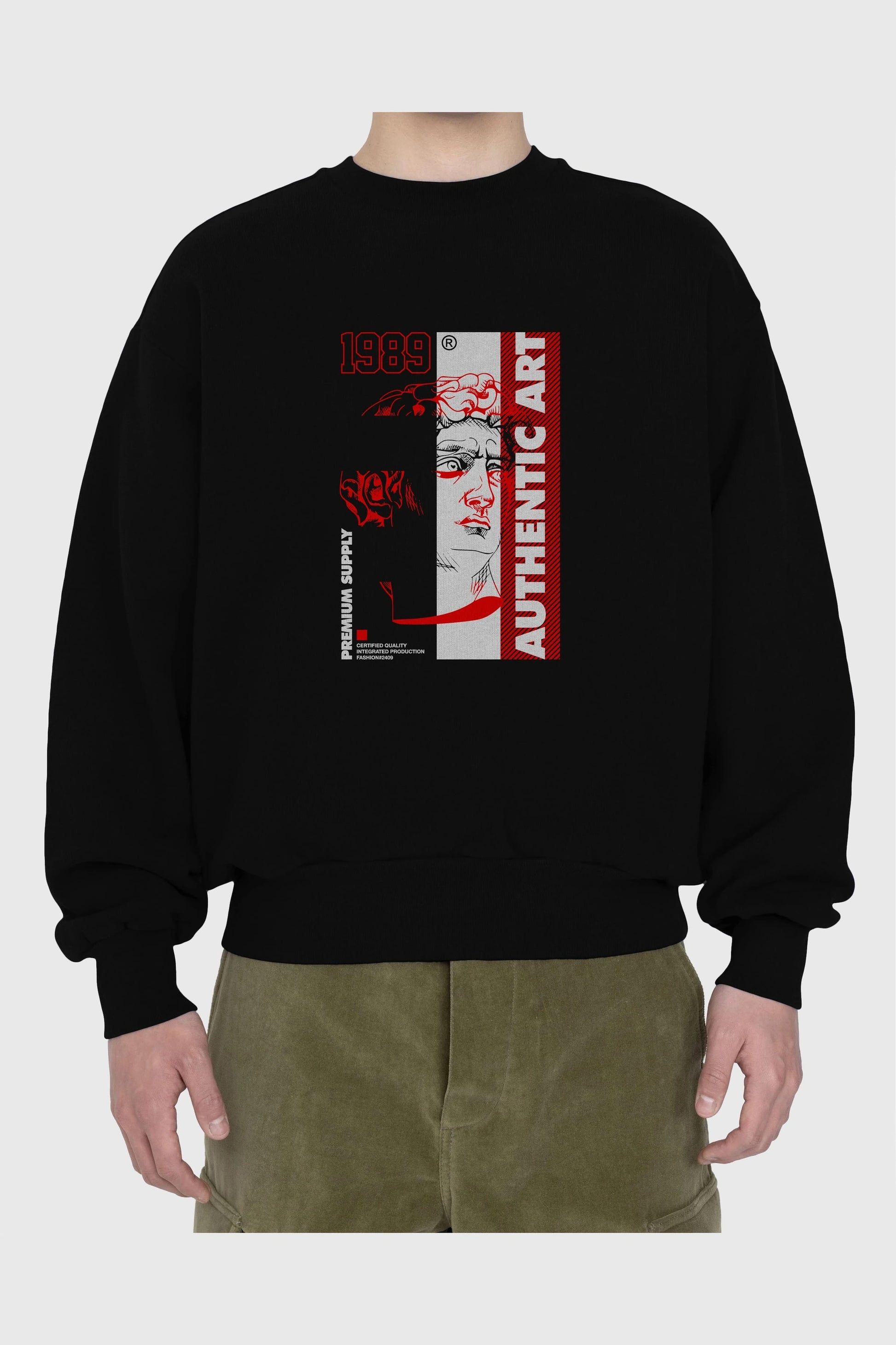 Authentic Art Ön Baskılı Oversize Sweatshirt Erkek Kadın Unisex
