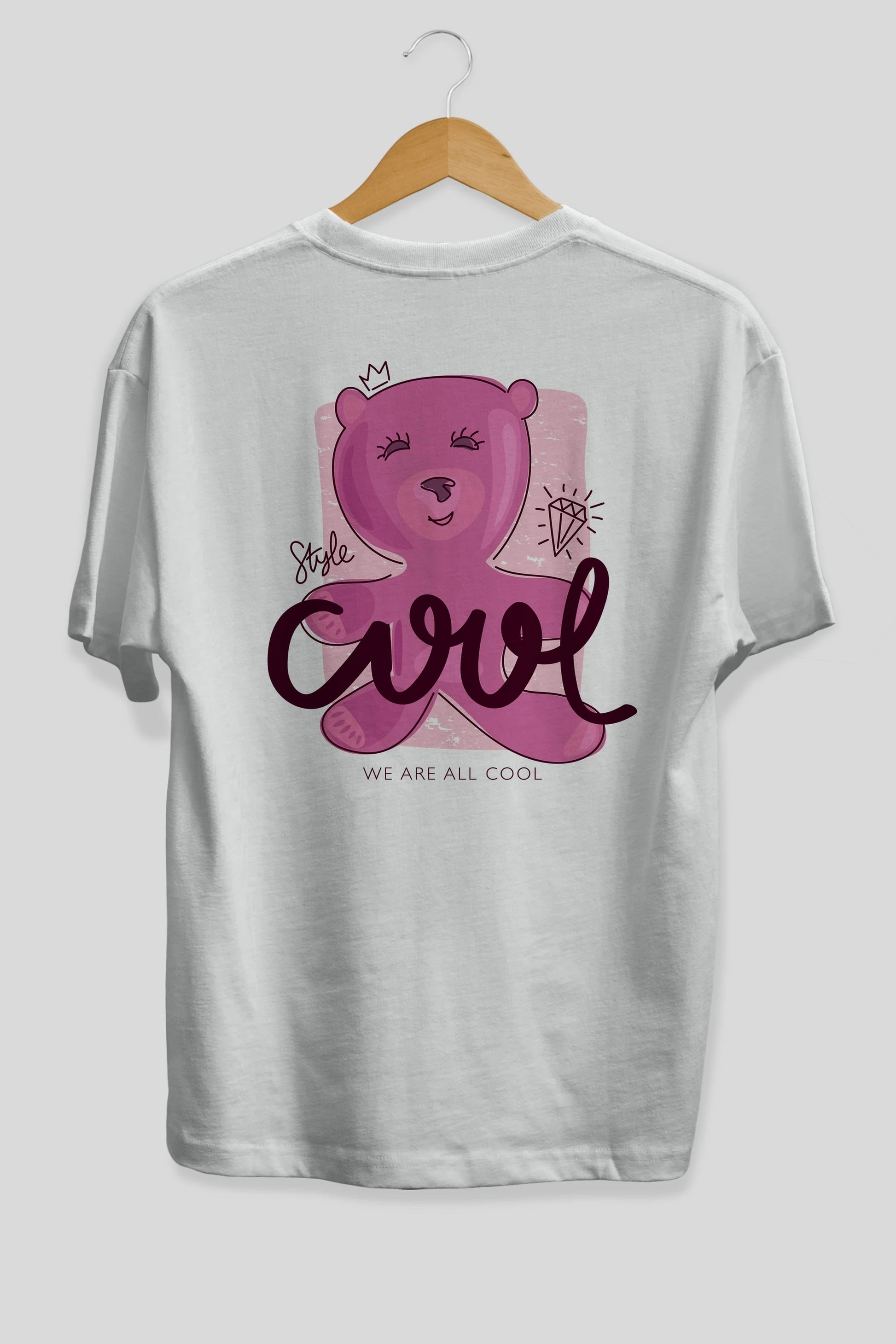 Cool Style Bear Arka Baskılı Oversize t-shirt Erkek Kadın Unisex