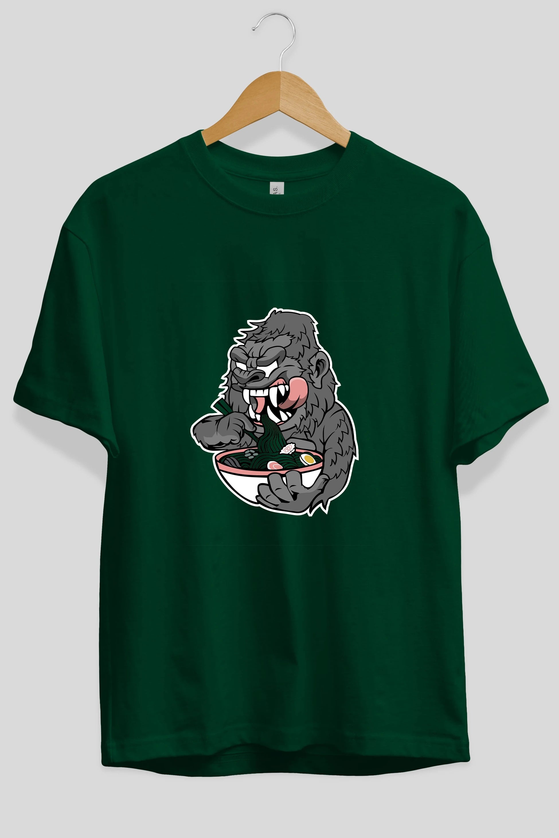 Big Gorilla Ramen Ön Baskılı Oversize t-shirt Erkek Kadın Unisex %100 Pamuk tişort