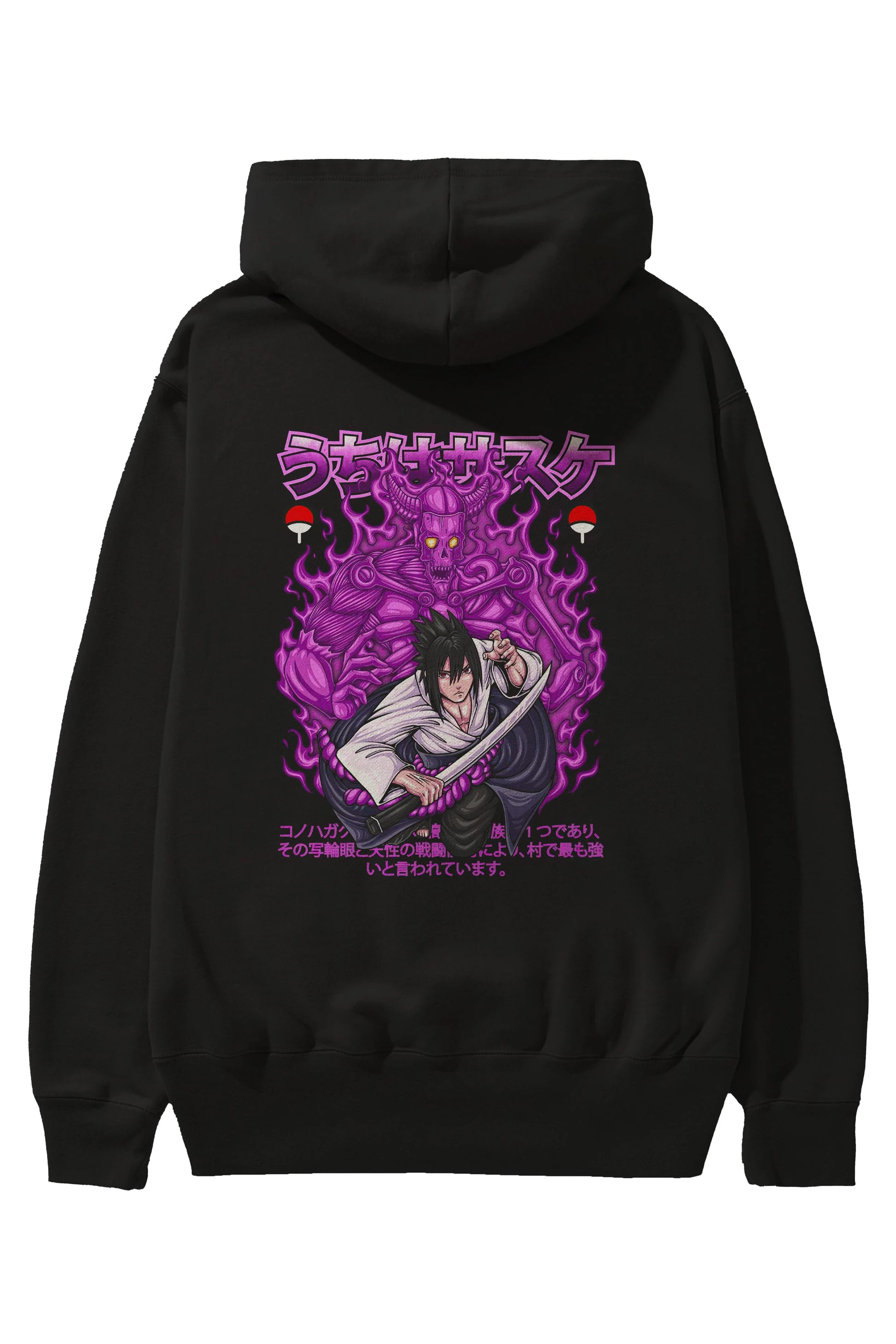 SASUKE UCHIHA NARUTO Anime Arka Baskılı Hoodie Oversize Kapüşonlu Sweatshirt Erkek Kadın Unisex