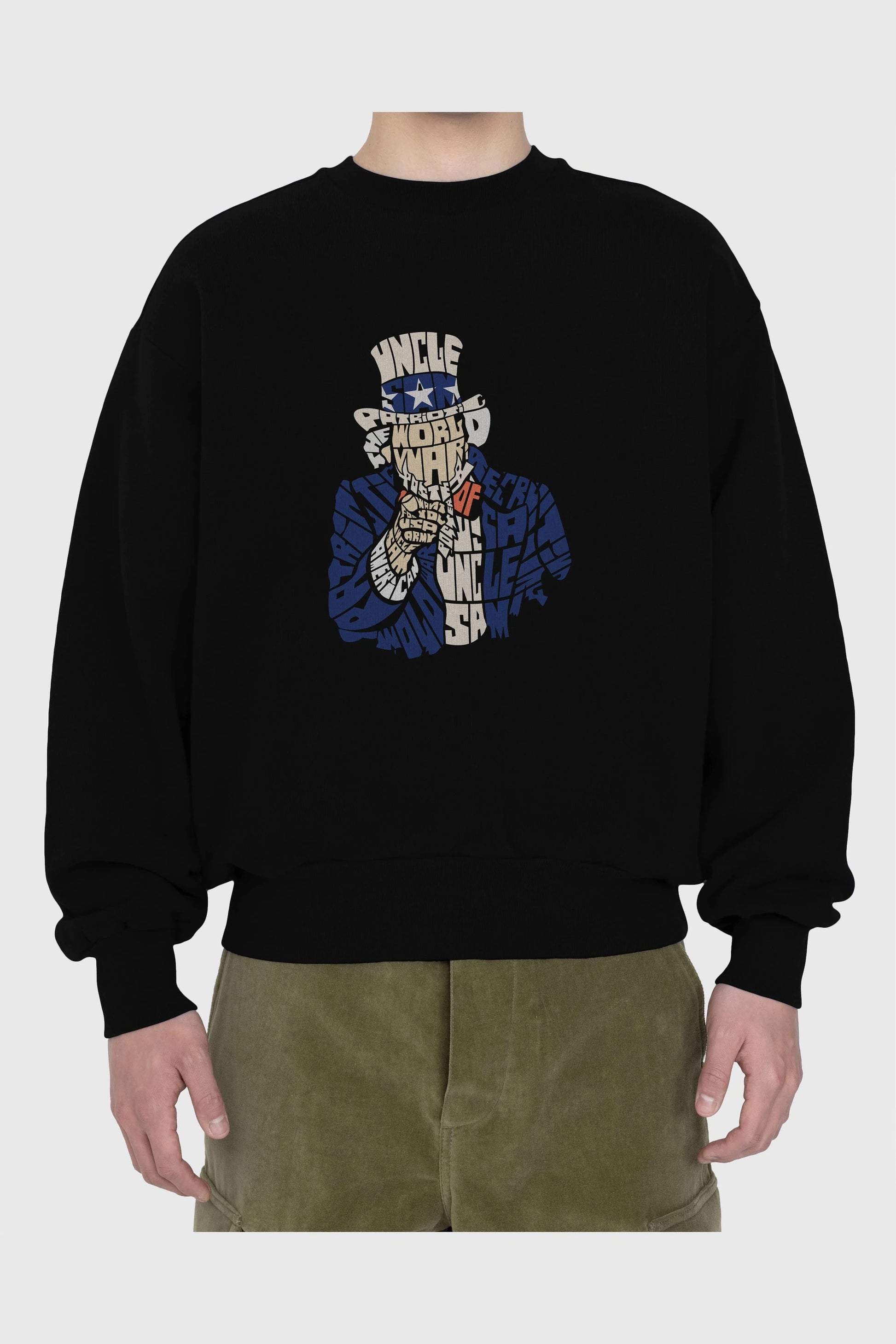 Uncle Sam Ön Baskılı Oversize Sweatshirt Erkek Kadın Unisex