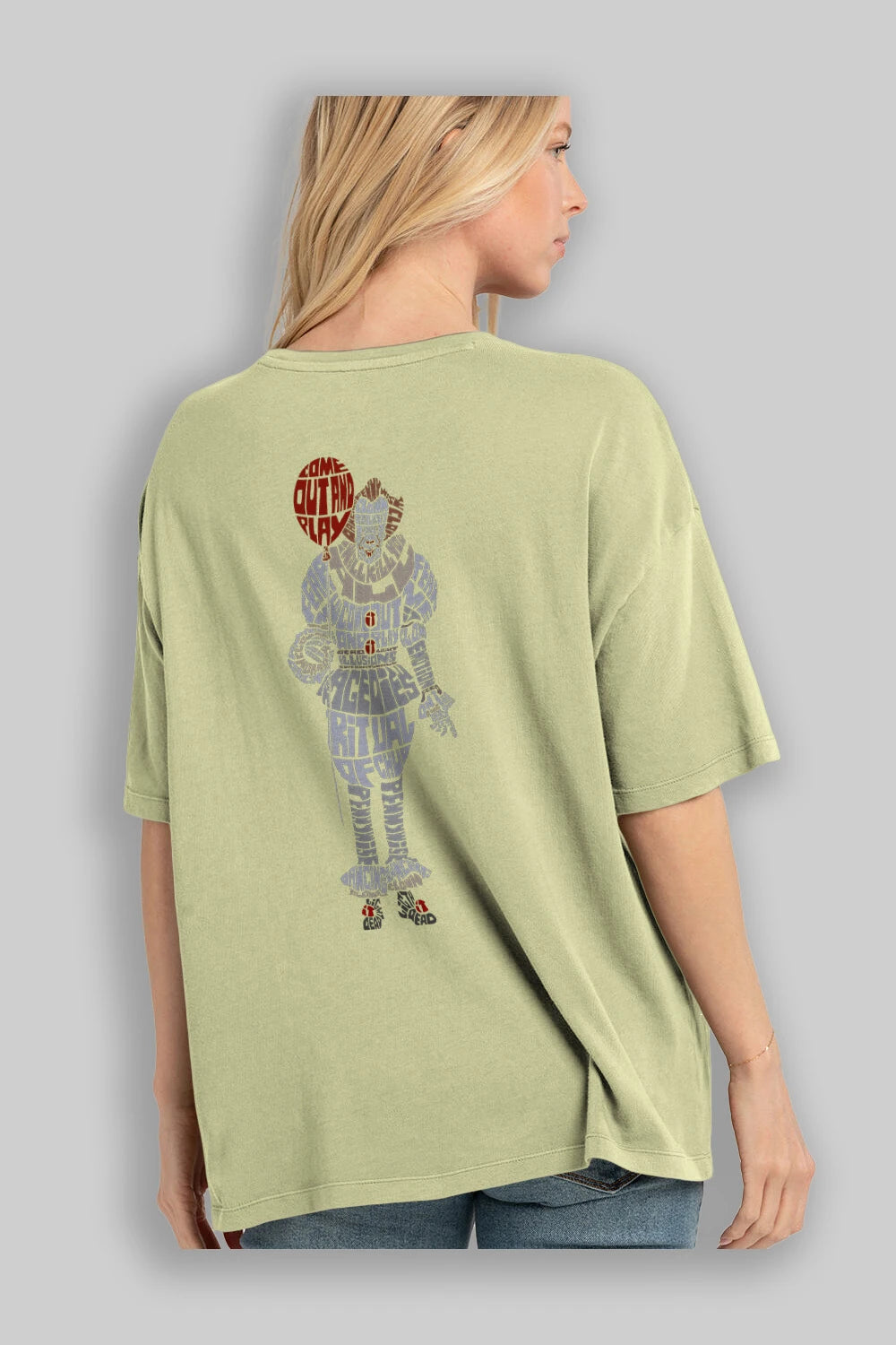 It Arka Baskılı Oversize t-shirt %100 pamuk Erkek Kadın Unisex