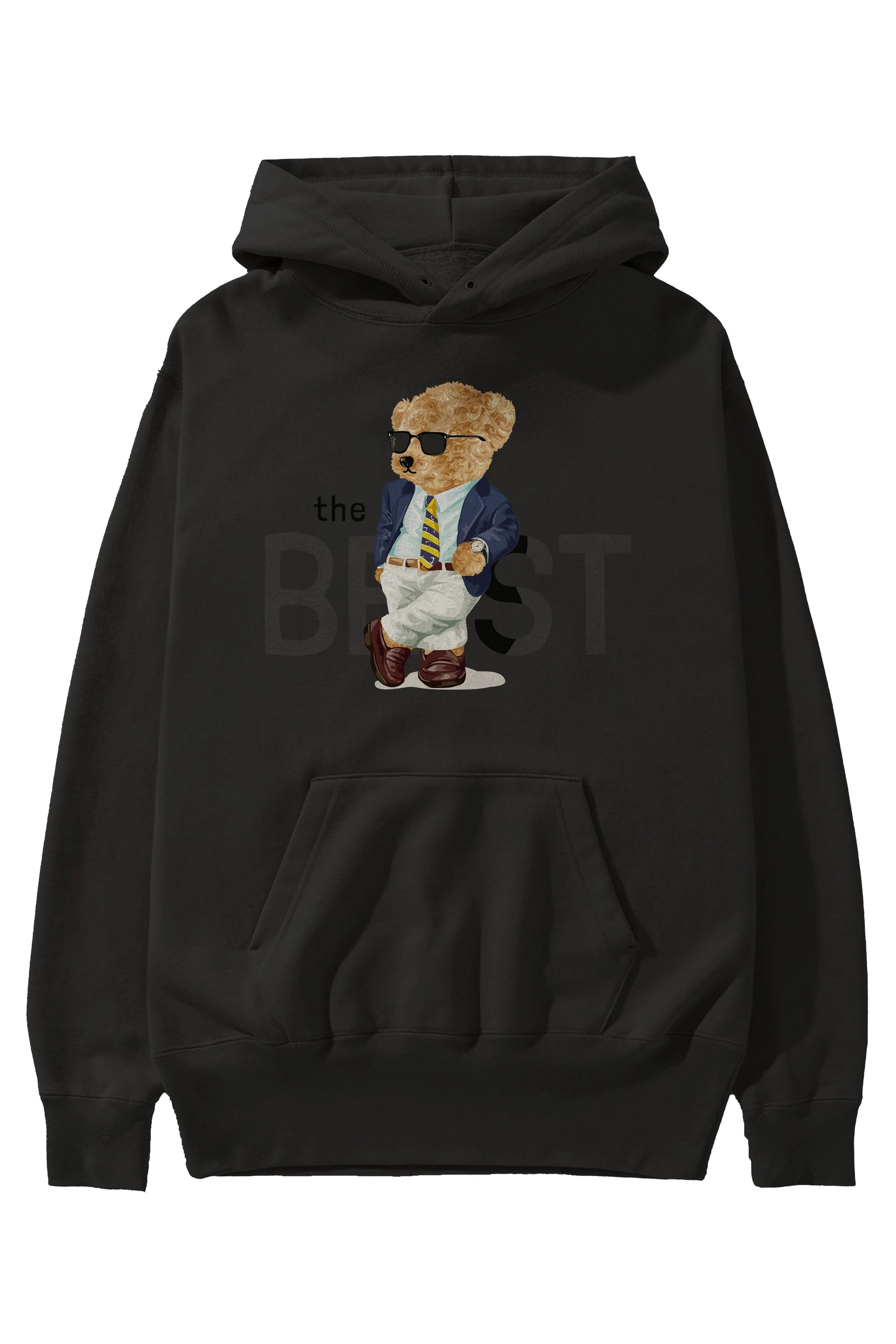 Teddy Bear The Best Ön Baskılı Hoodie Oversize Kapüşonlu Sweatshirt Erkek Kadın Unisex