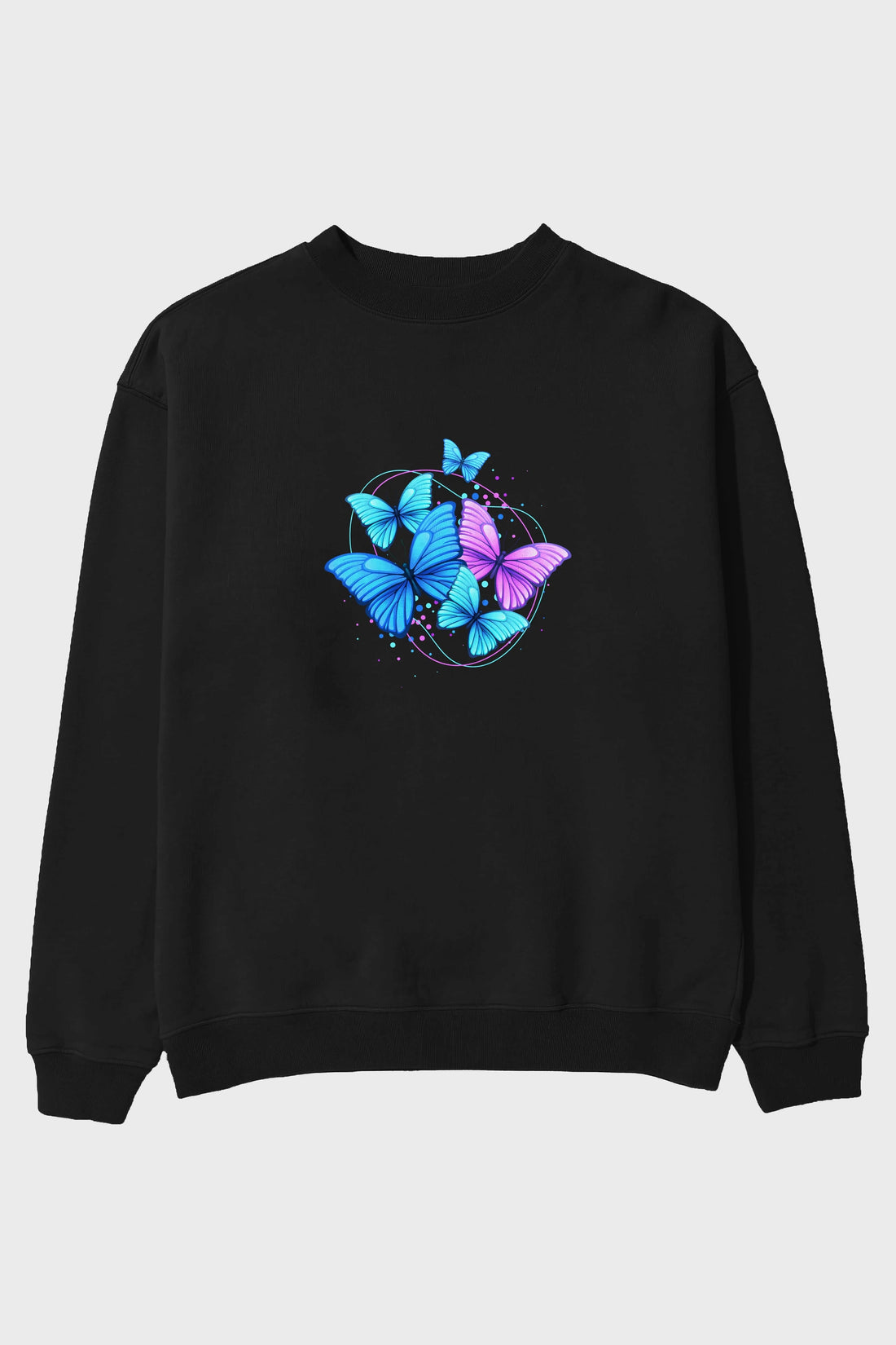 Kelebek Ön Baskılı Oversize Sweatshirt Erkek Kadın Unisex