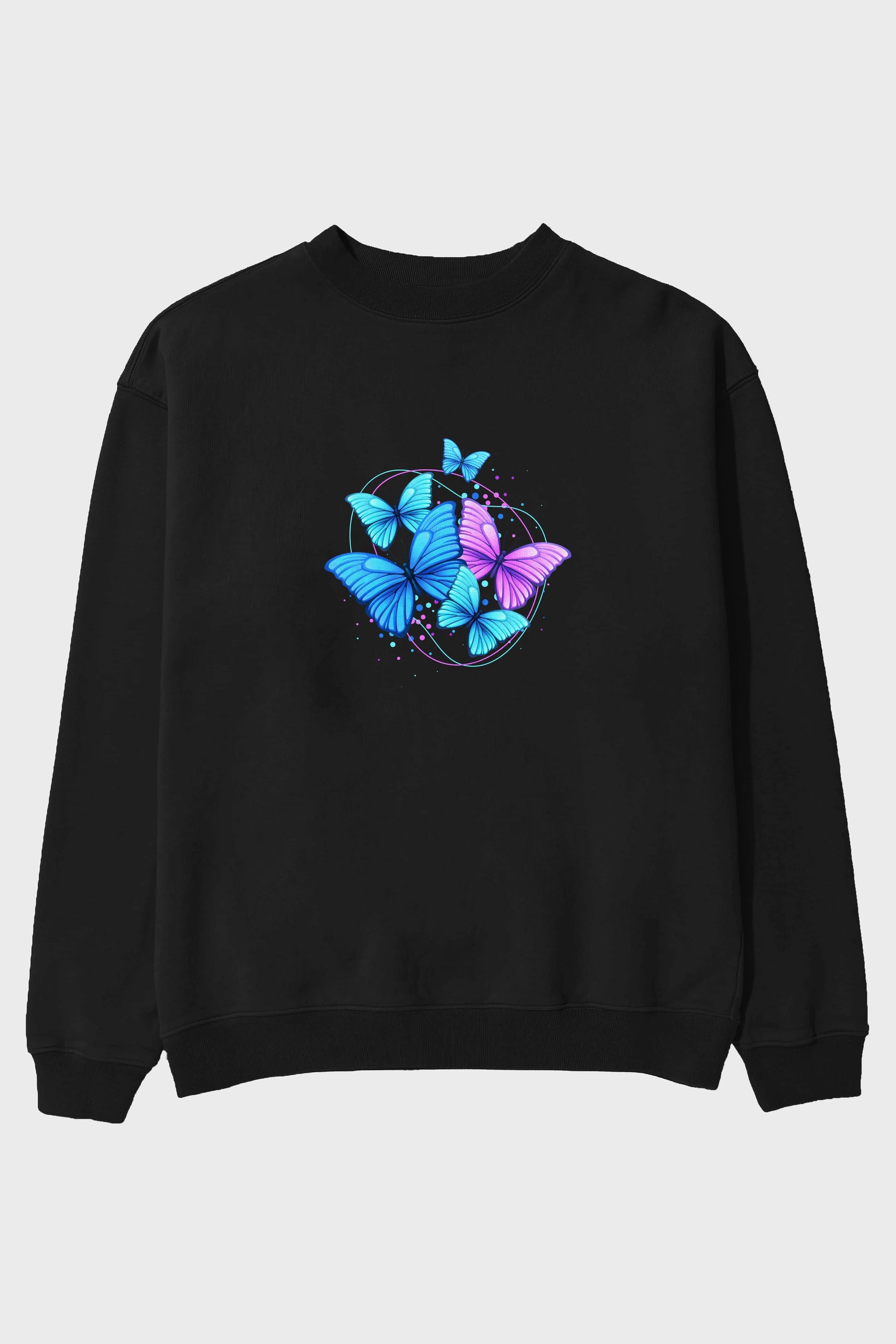 Kelebek Ön Baskılı Oversize Sweatshirt Erkek Kadın Unisex