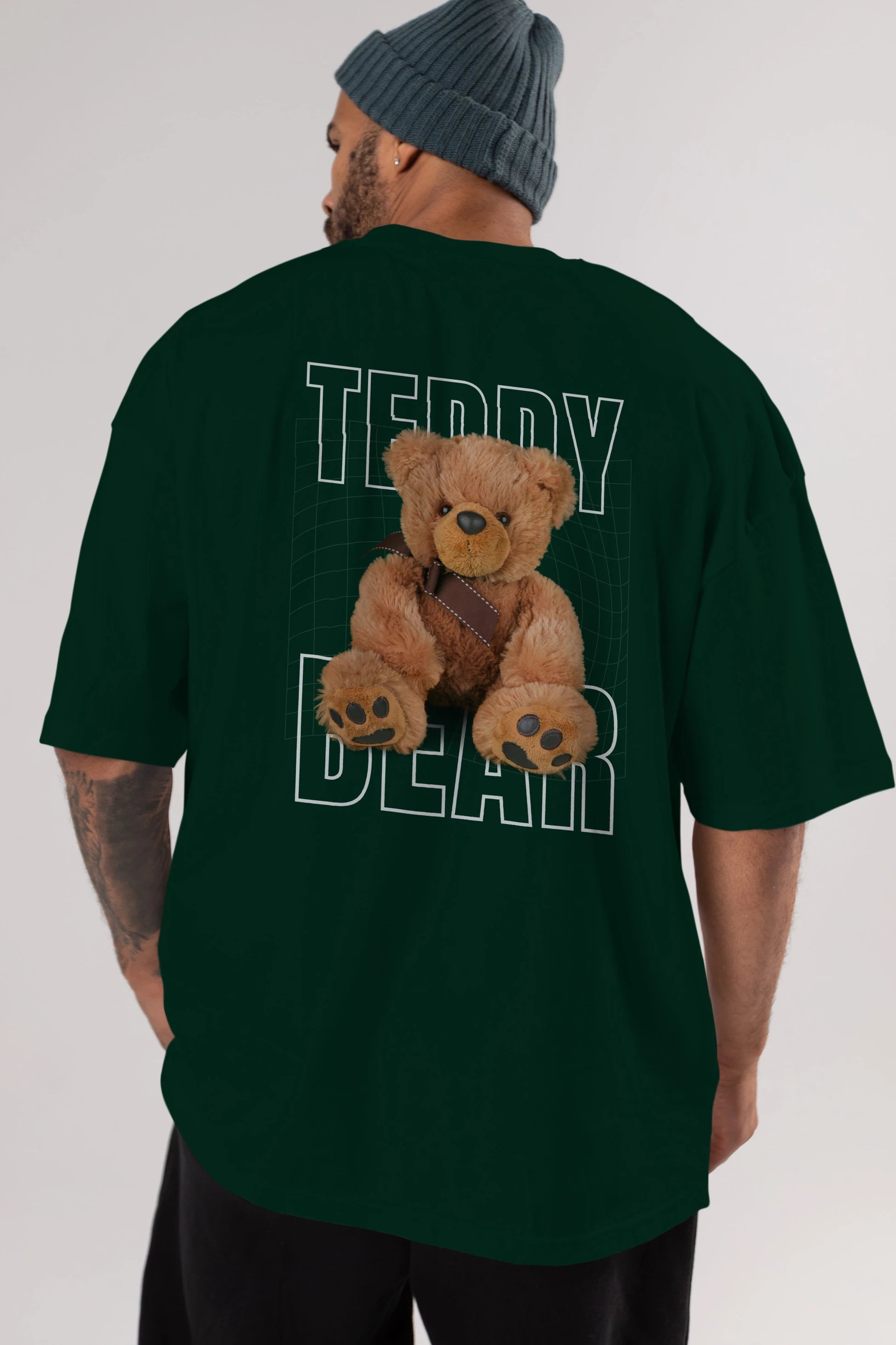 Teddy Bear Yazılı Arka Baskılı Oversize t-shirt Erkek Kadın Unisex