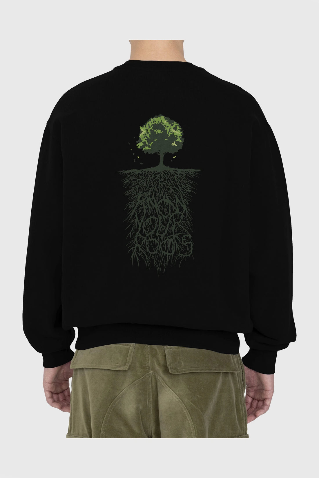 Know Your Roots Arka Baskılı Oversize Sweatshirt Erkek Kadın Unisex