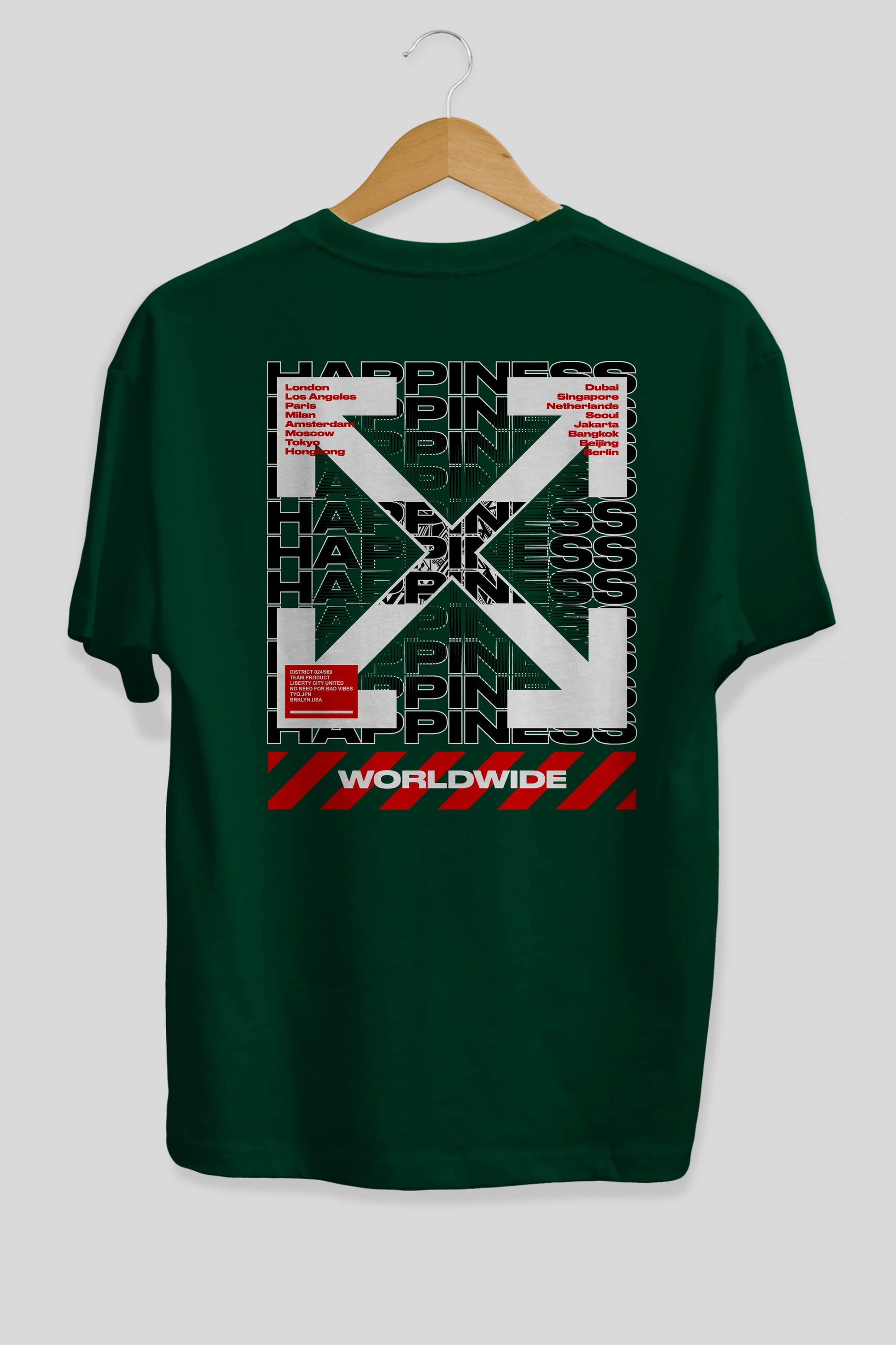 Happiness Worldwide Arka Baskılı Oversize t-shirt Erkek Kadın Unisex