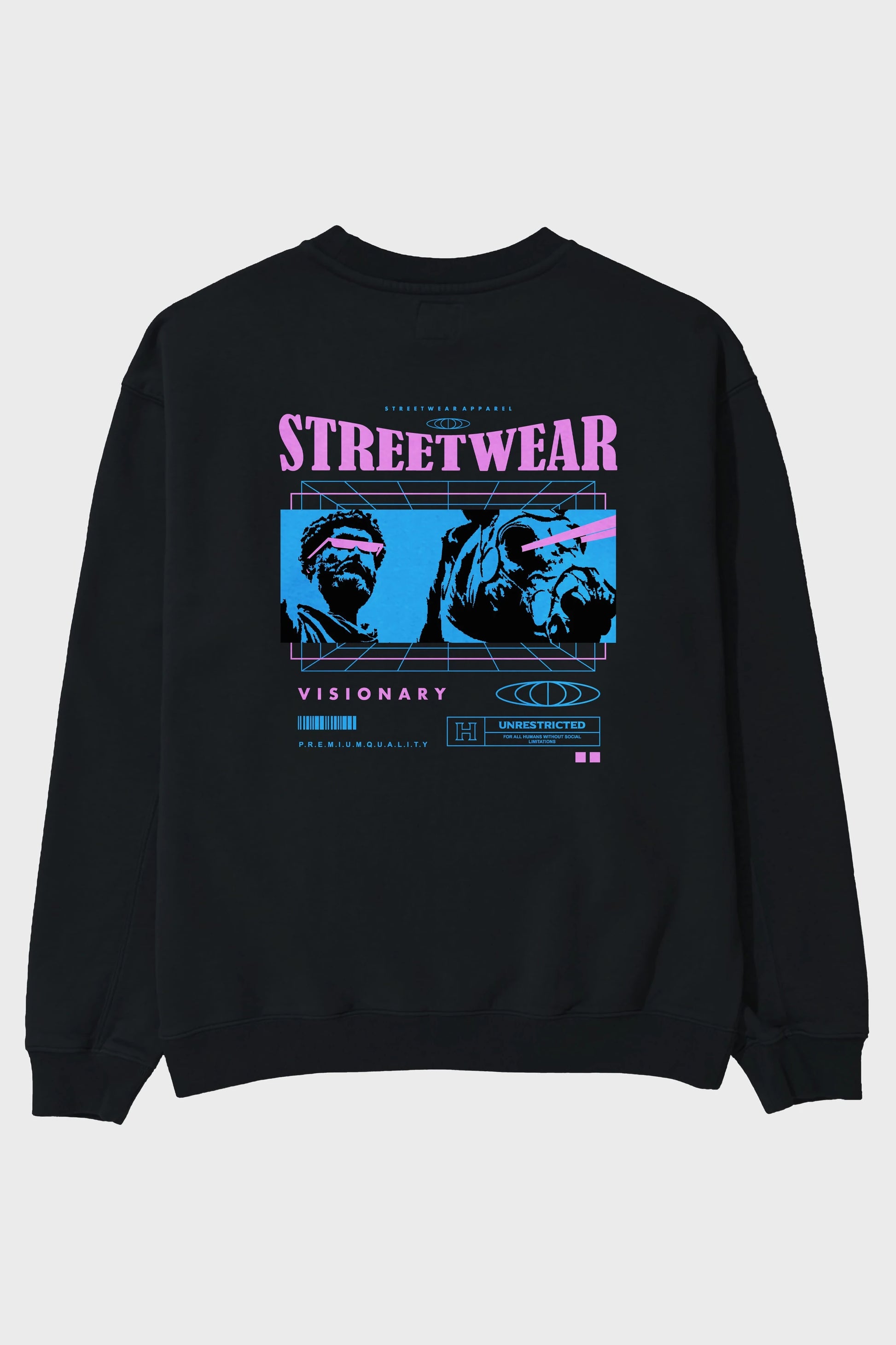Streetwear Visionary Arka Baskılı Oversize Sweatshirt Erkek Kadın Unisex