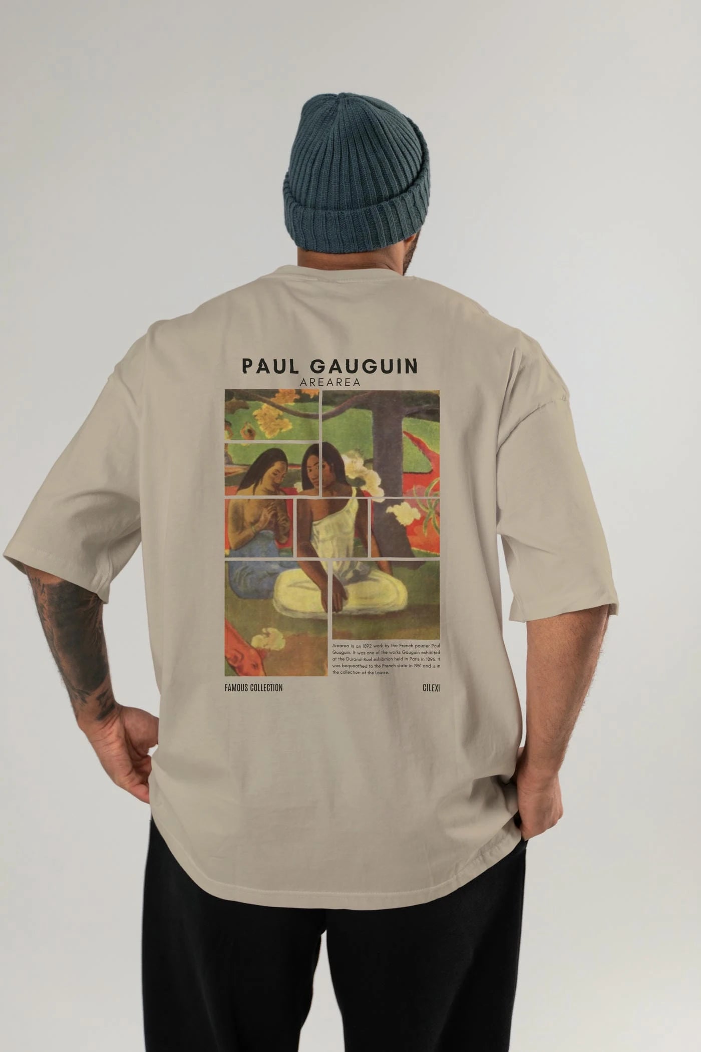 Paul Gauguin Arearea Arka Baskılı Oversize t-shirt Erkek Kadın Bisiklet Yaka Pamuk tişort