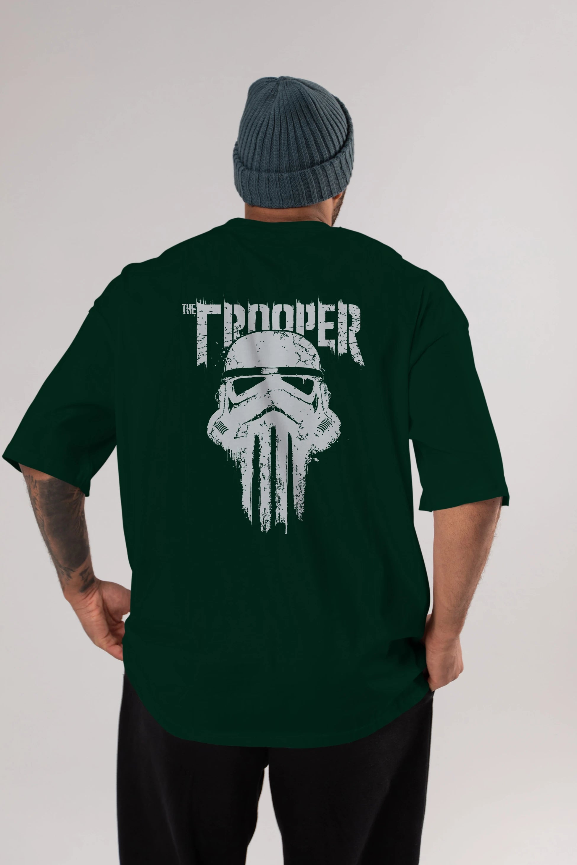 The Trooper Arka Baskılı Oversize t-shirt Erkek Kadın Unisex %100 Pamuk Bisiklet Yaka tişort
